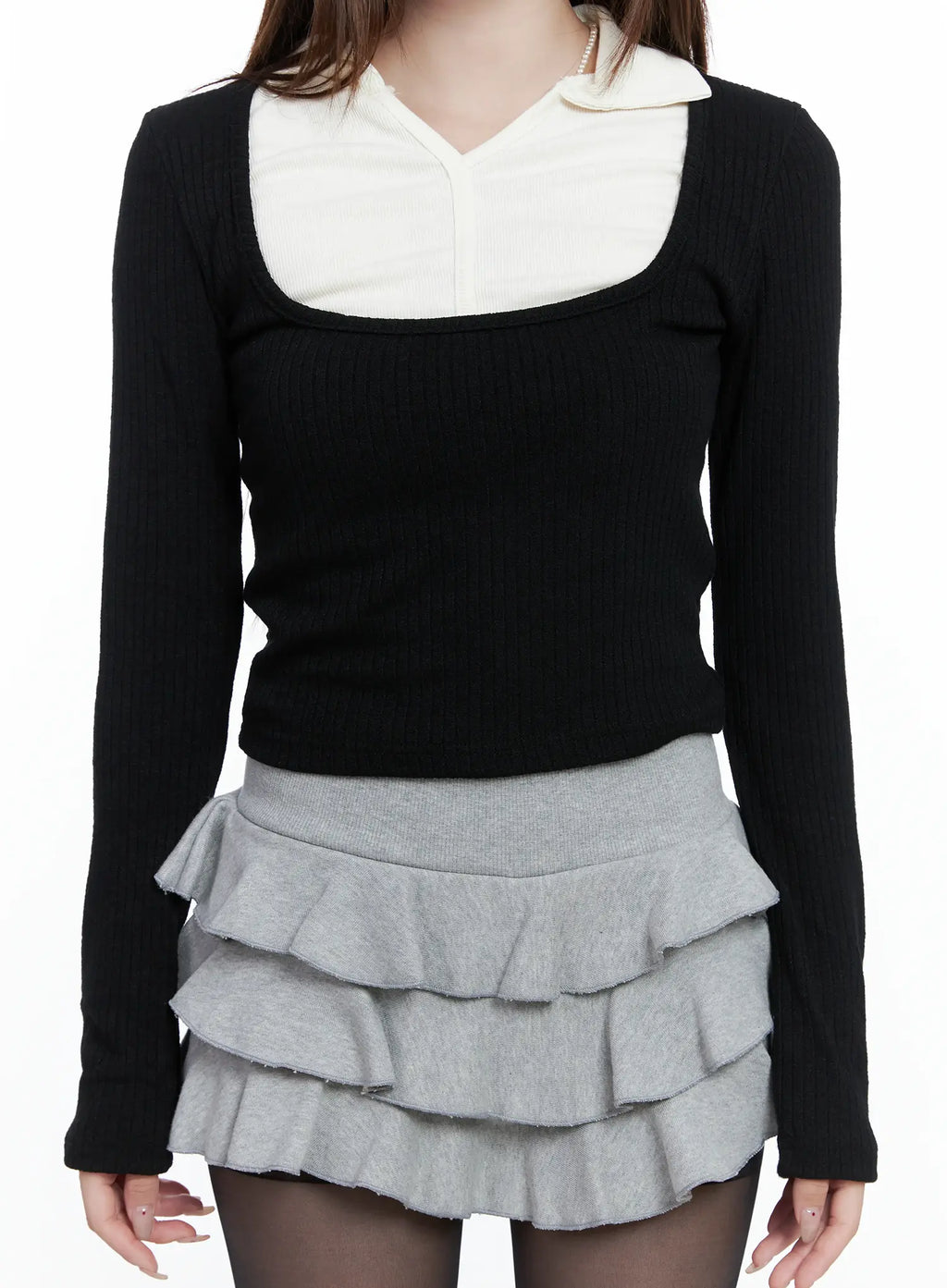 Layered Collared Knit Top CS501