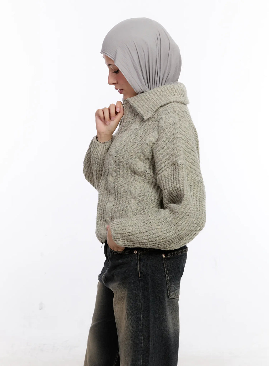 Two-Way Knit Zip-Up CS524