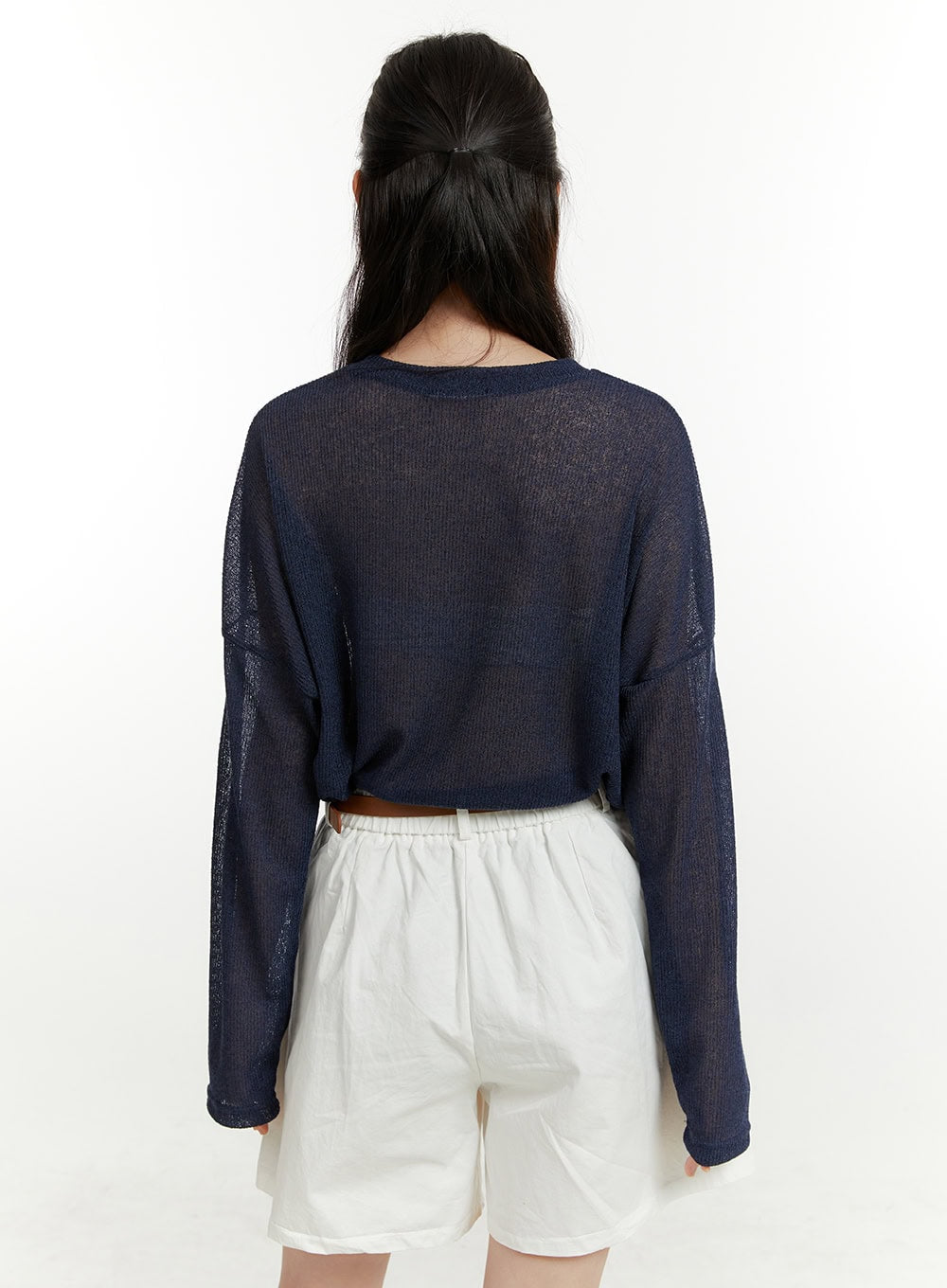 Solid Sheer Long Sleeve Top OU419