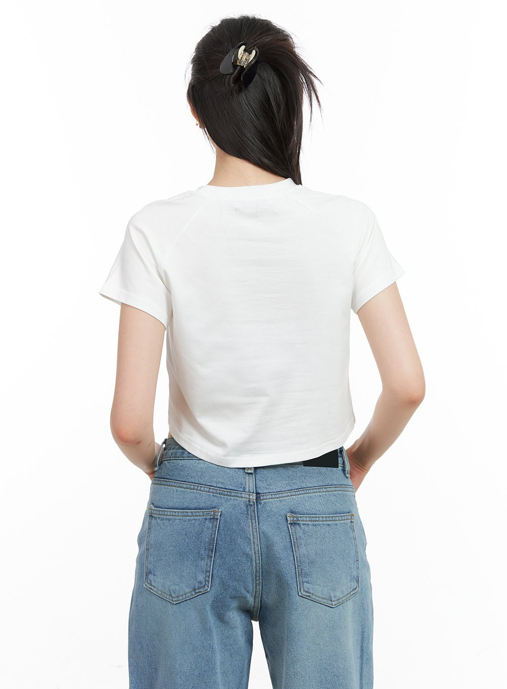 Crop Raglan Sleeve Cotton T-Shirt CG408