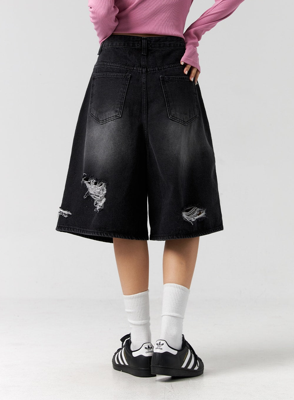 Ripped Bermuda Pants Unisex CG303