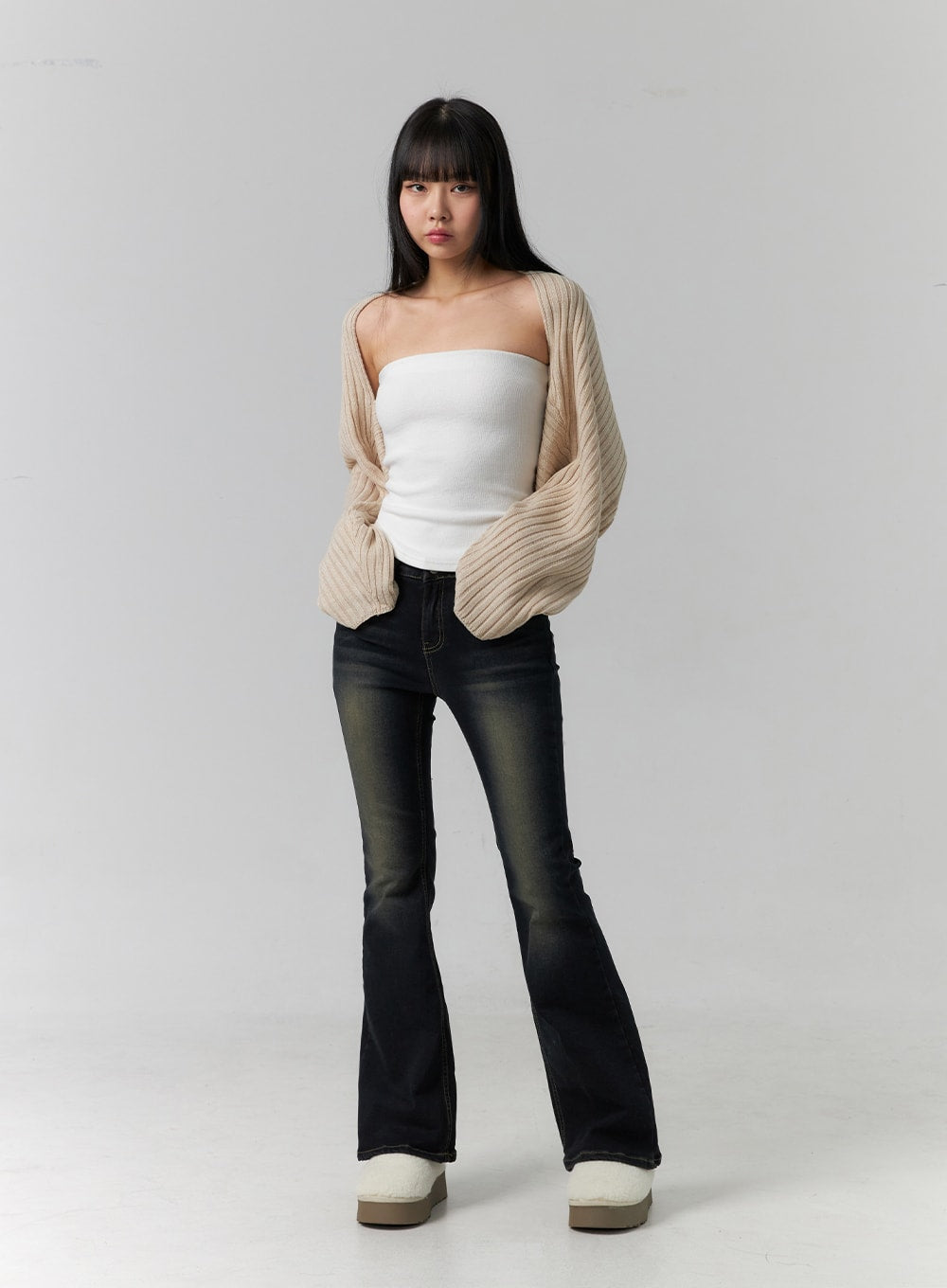 Washed Low Rise Bootcut Jeans CD308