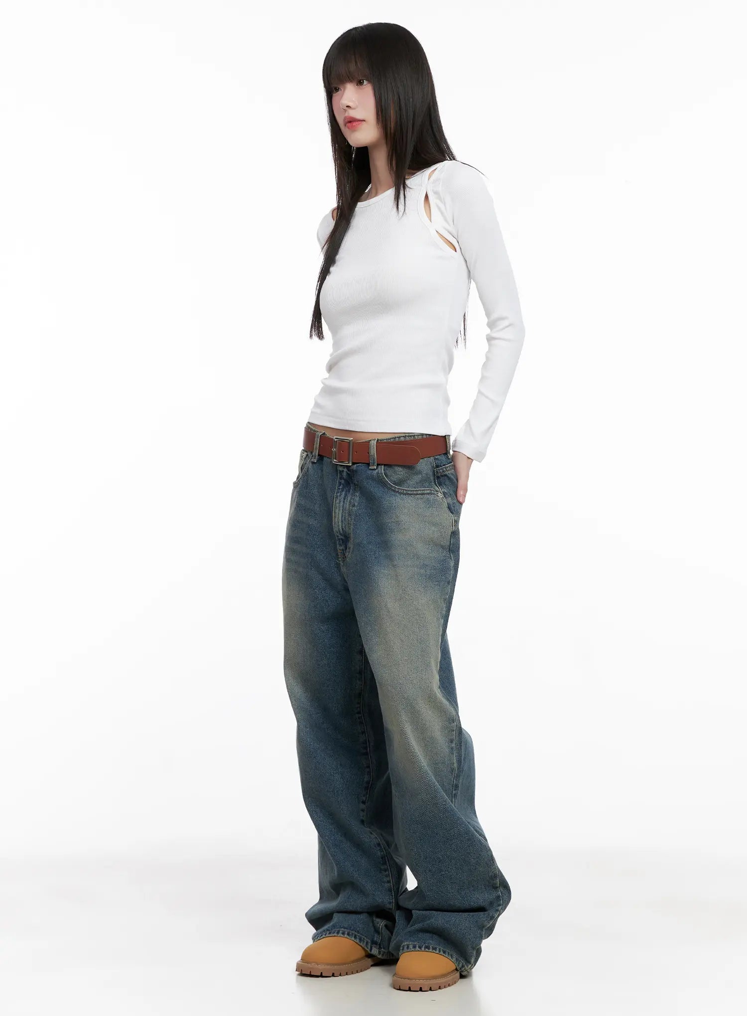 Leila Vintage Washed Baggy Jeans CG518