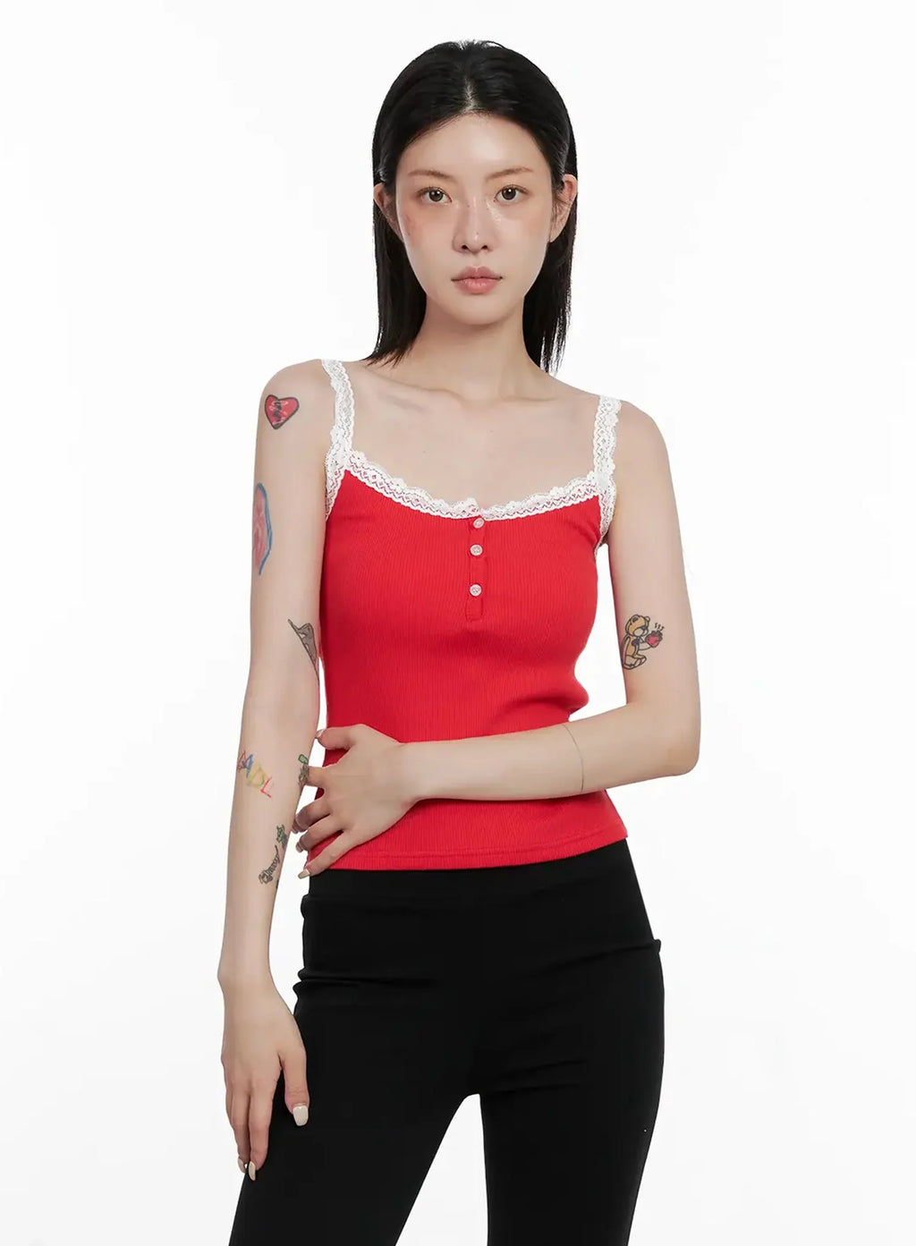 Lace Trim Tank Top IS508
