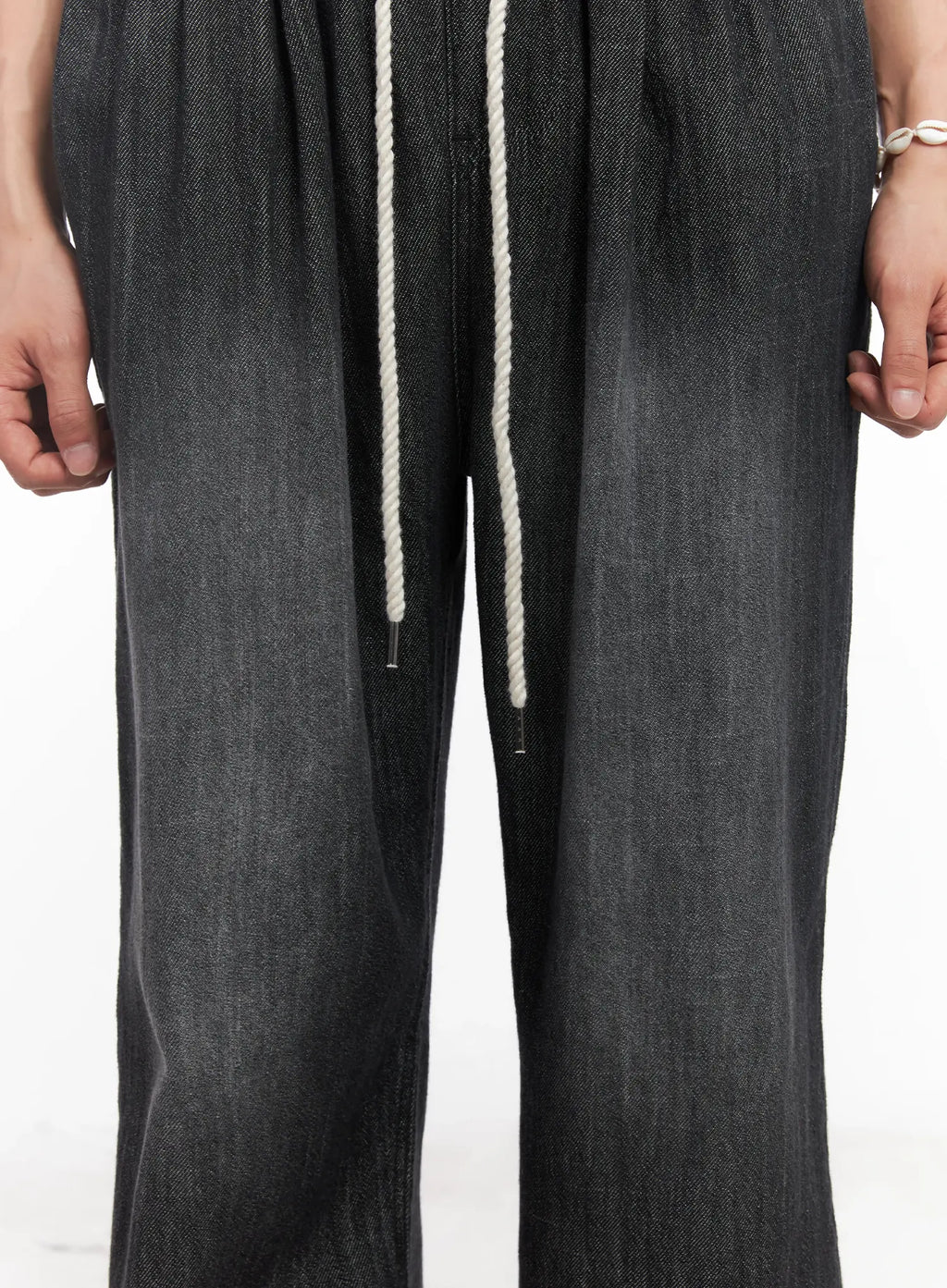 Men's Adjustable Linen Denim Pants (Black) IU518