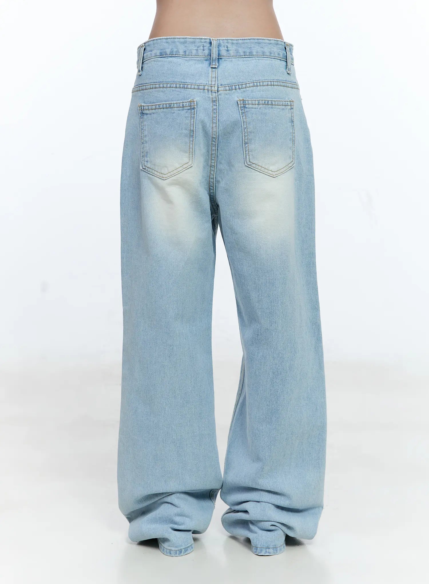 Sawyer Wide-Leg Washed Denim Jeans CG512