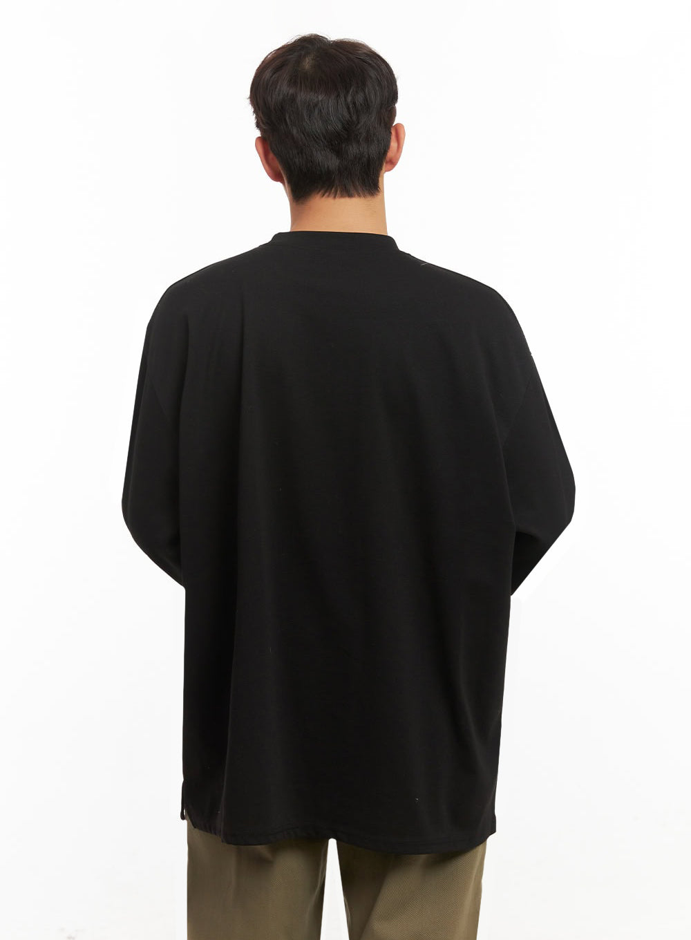 Men's Long-Sleeve Oversized Tee (Black) ID431