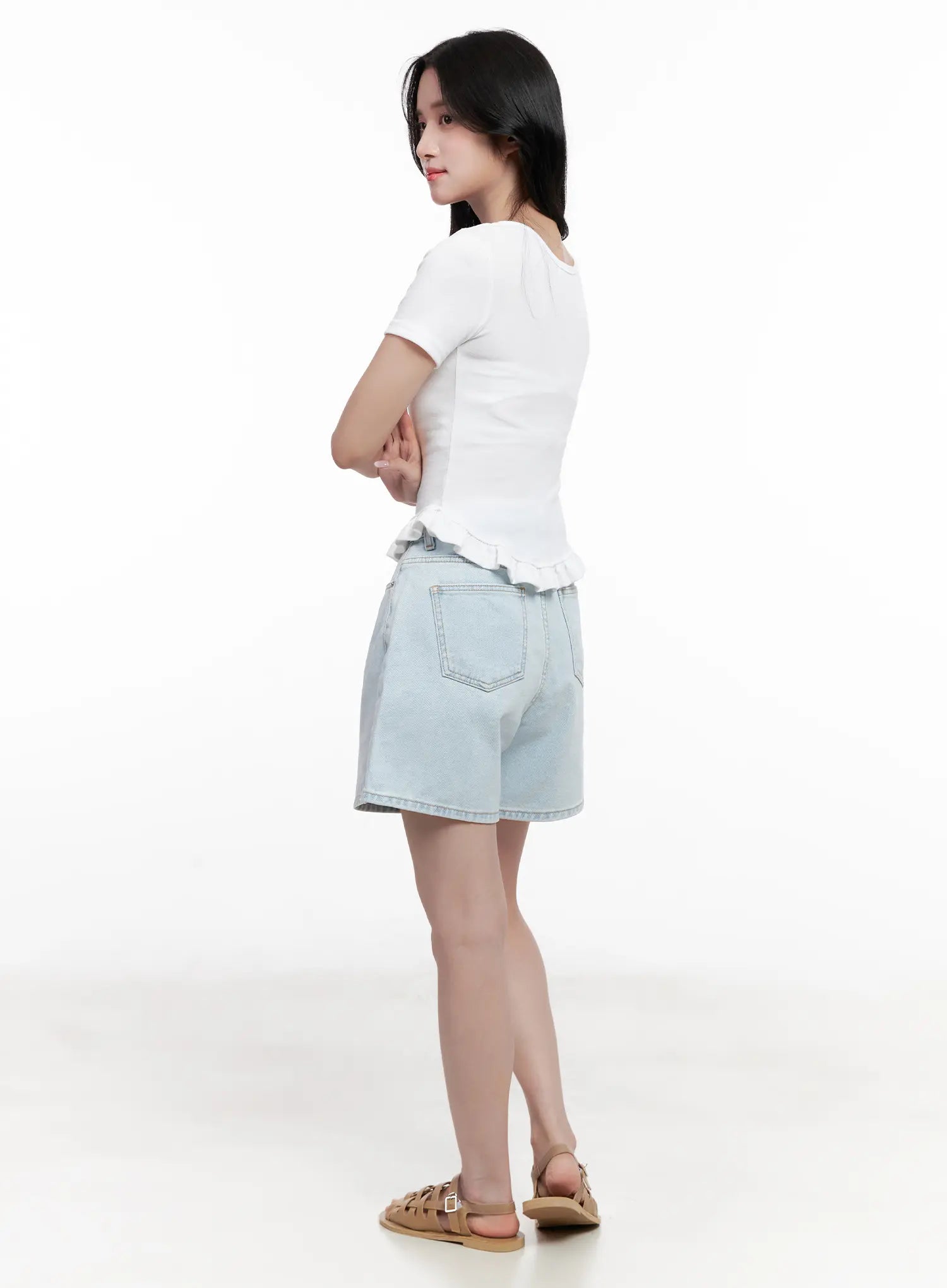 Casual Light-Wash Denim Shorts CL516