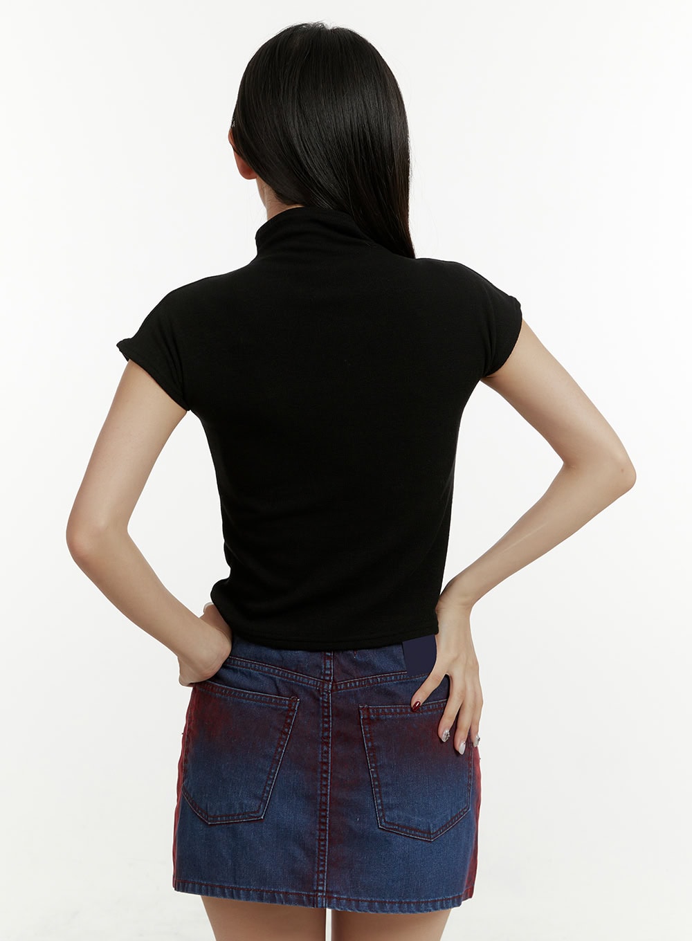 Mock Neck Short Sleeve Crop Tee CY408