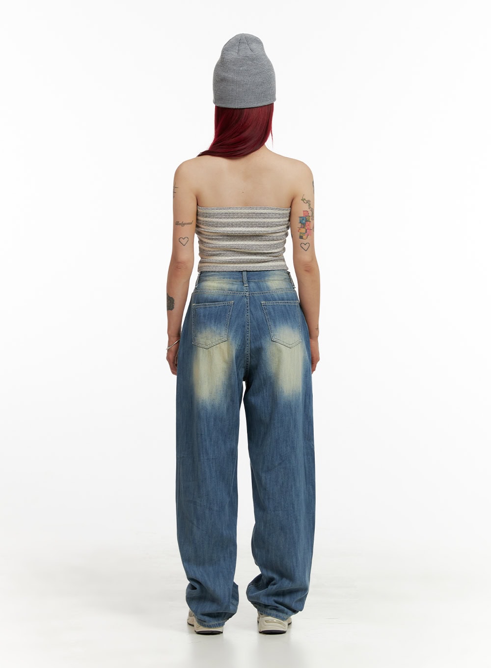 Wide Washed Blue Denim Jeans CY429