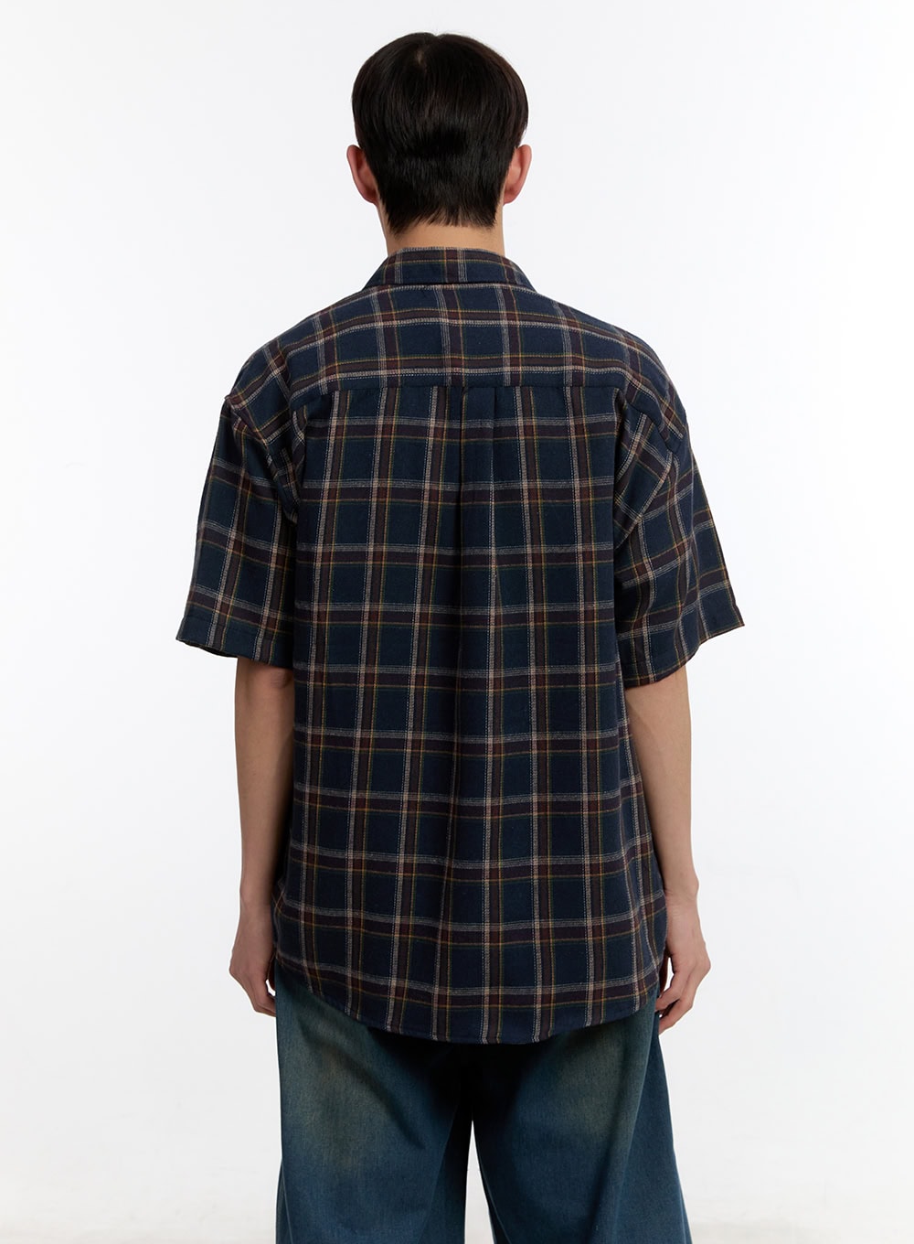Men's Plaid Collared Oversized Shirt IA507