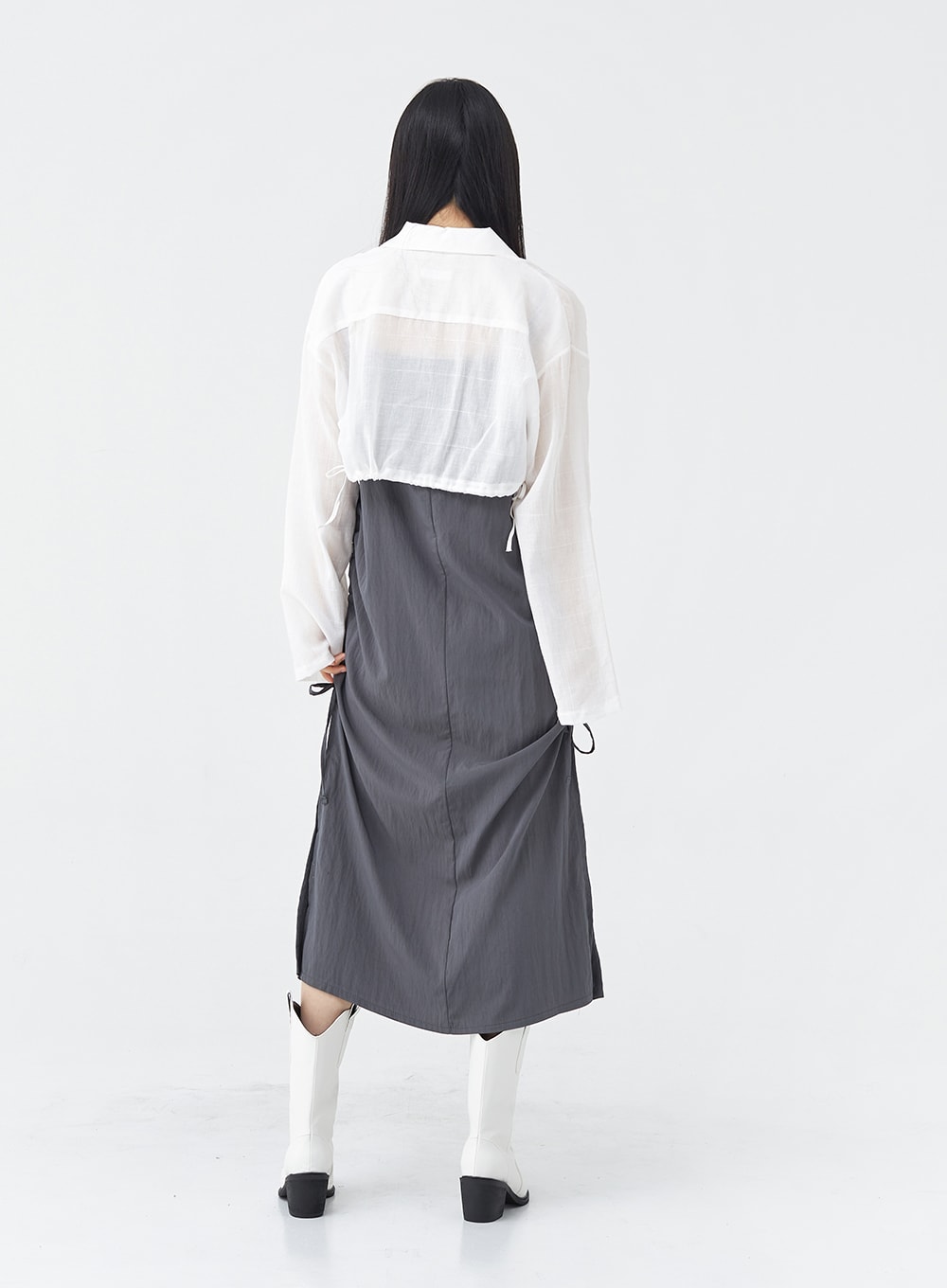 Side Shirring Sleeveless Strap Maxi Dress OG12