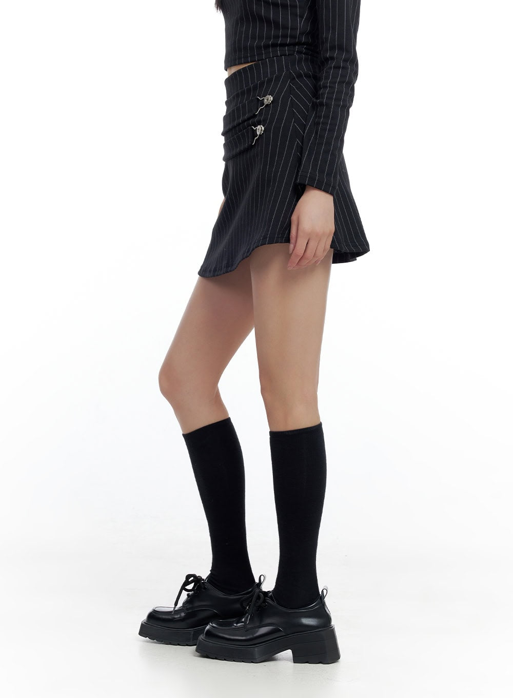 Striped Buckle Mini Skirt CO426