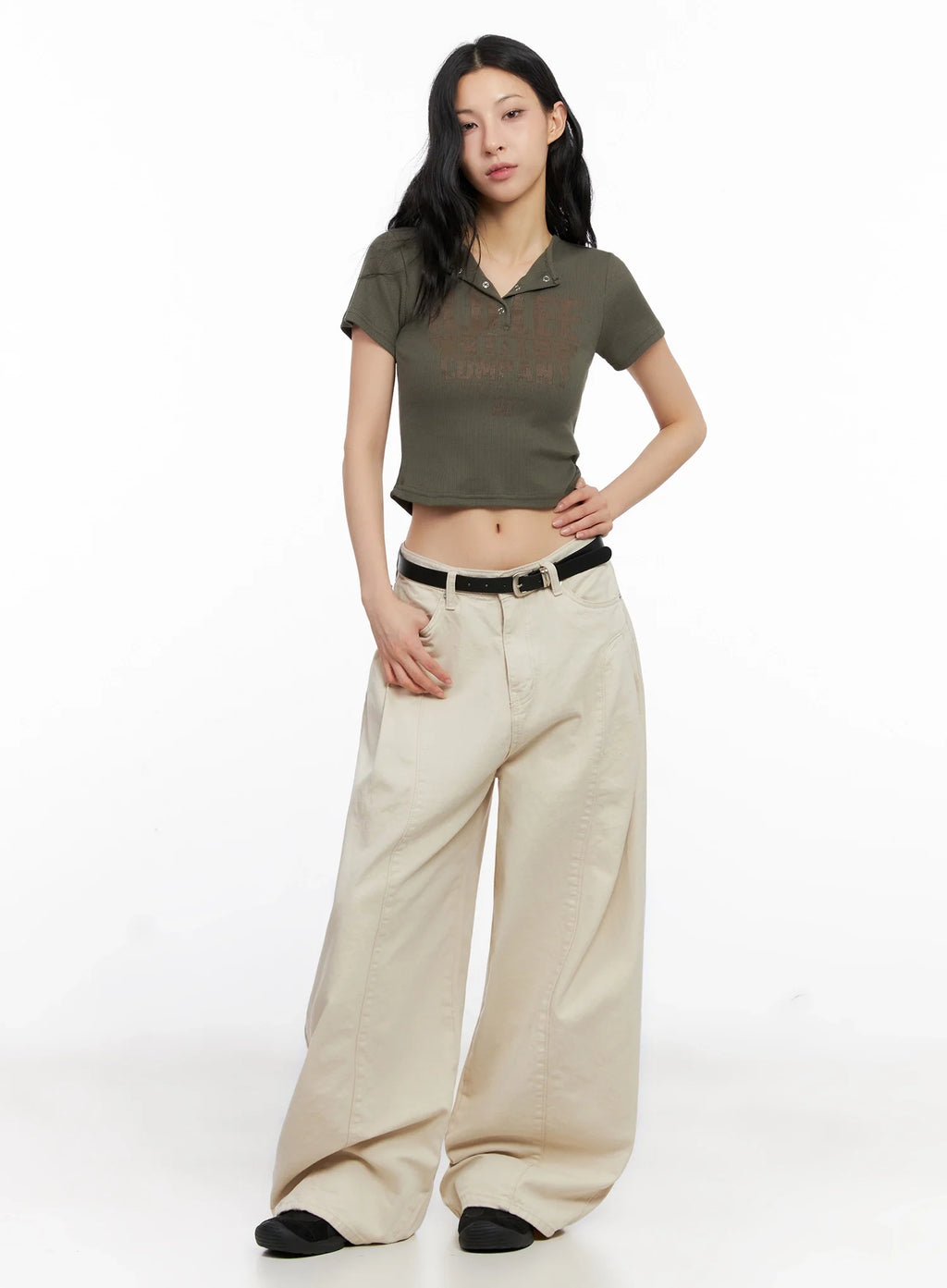 Graphic Snap Collar Crop Tee IG508