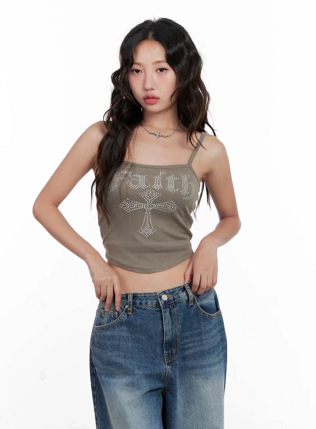 Y2K Cropped Rhinestone Tank CL521