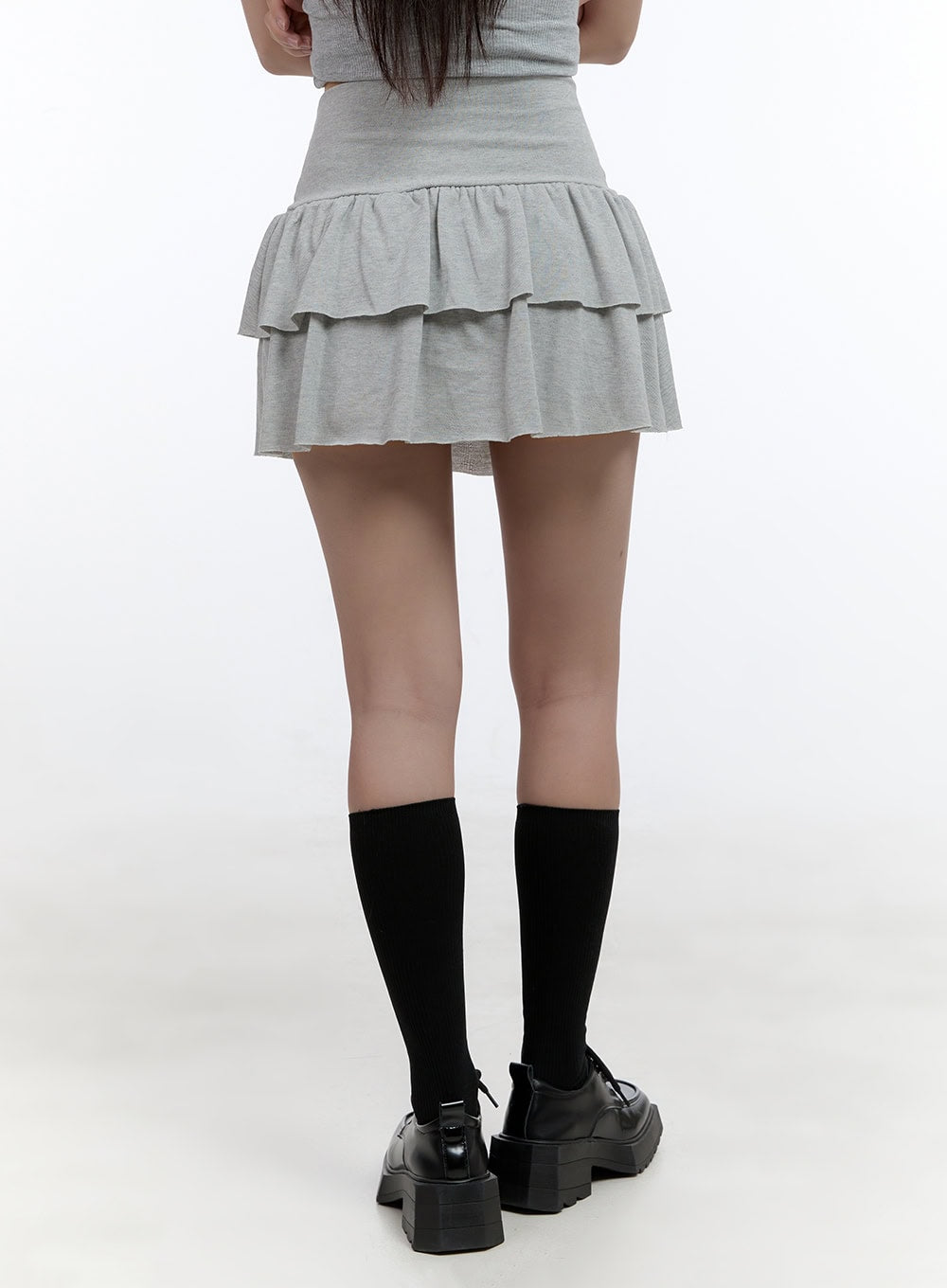 Charm Lace-Up Ruffle Mini Skirt CS406