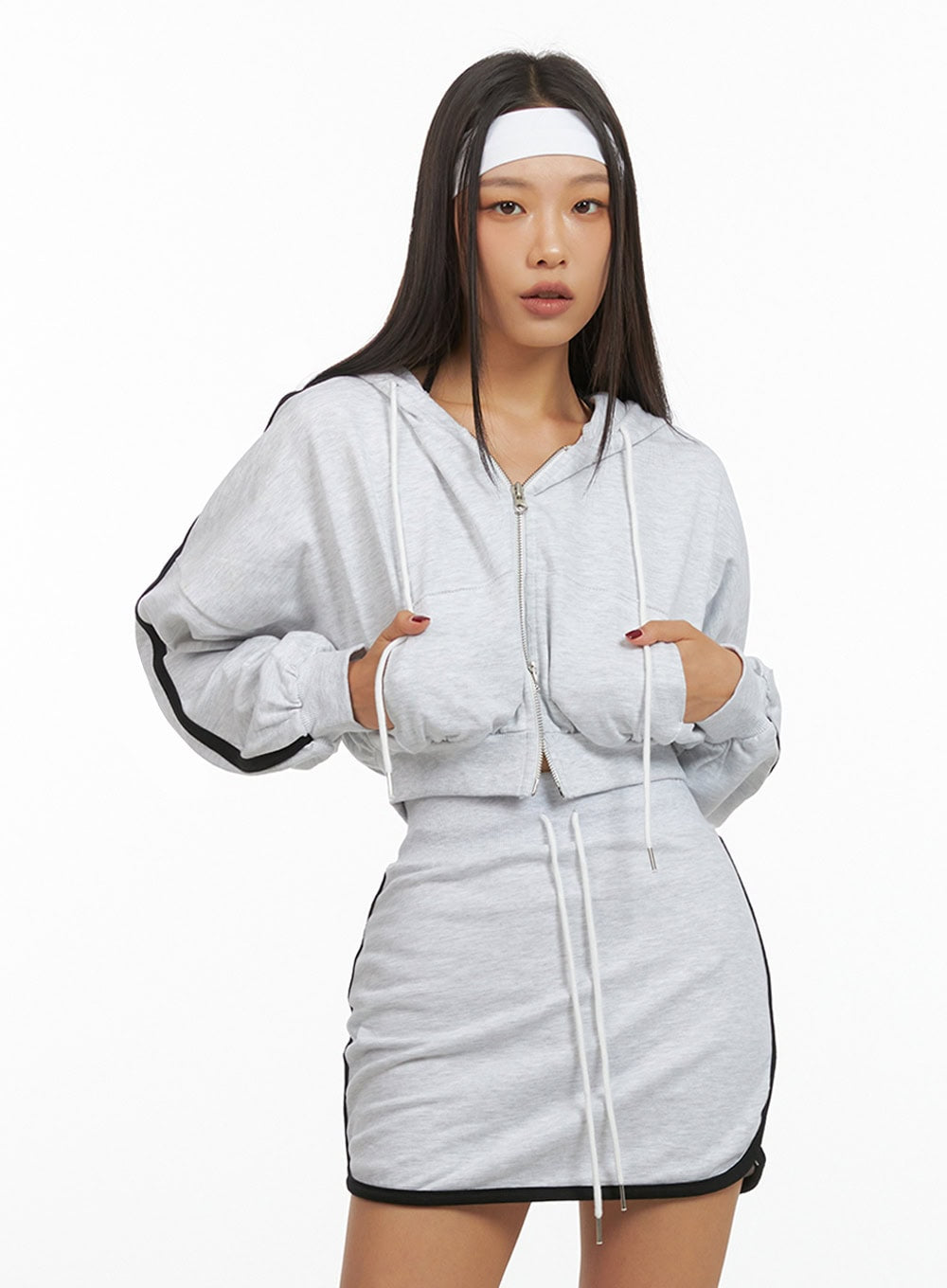 Cotton Zip- Up Track Hoodie IS427