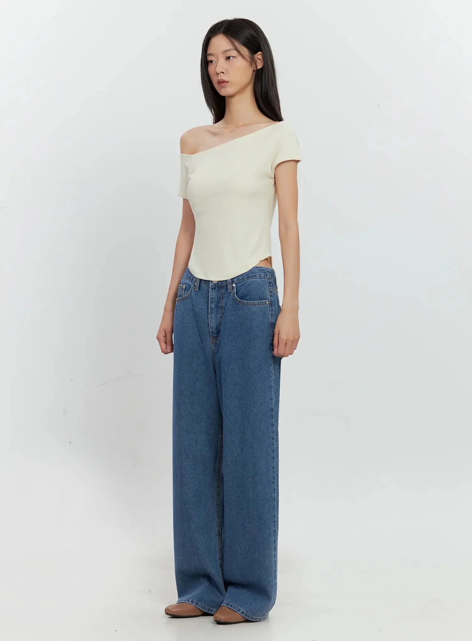 Asymmetric Ribbed Short-Sleeve IL528