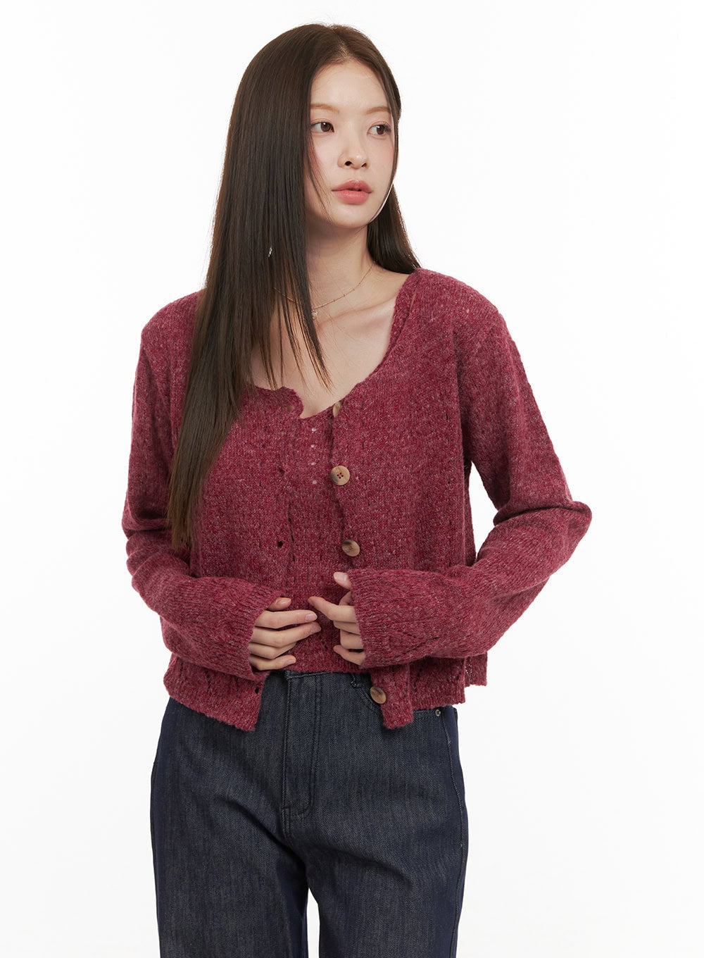 Soft Touch Buttoned Cardigan & Cami Set OD412