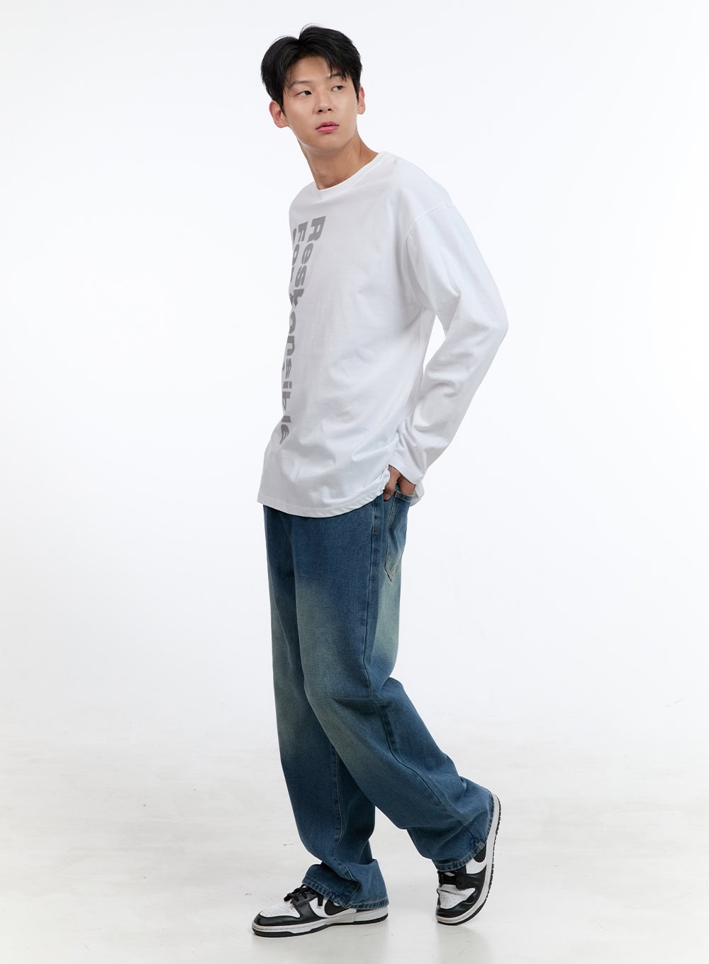 Men's Round Neck Lettering Long Sleeve IG428