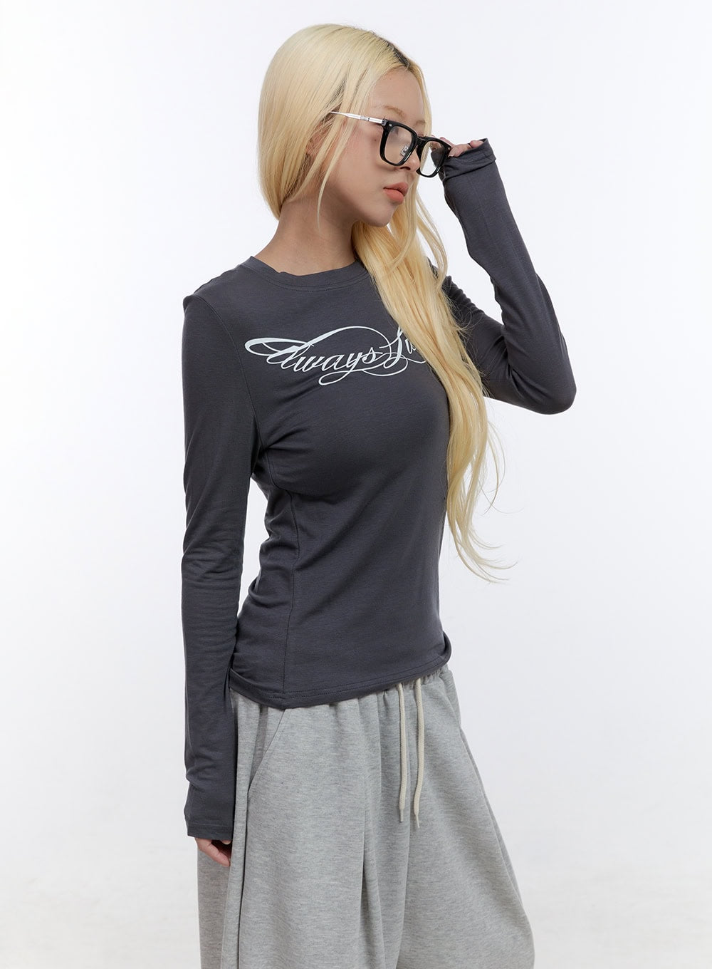 Lettering Long Sleeve Slim TShirt CO419