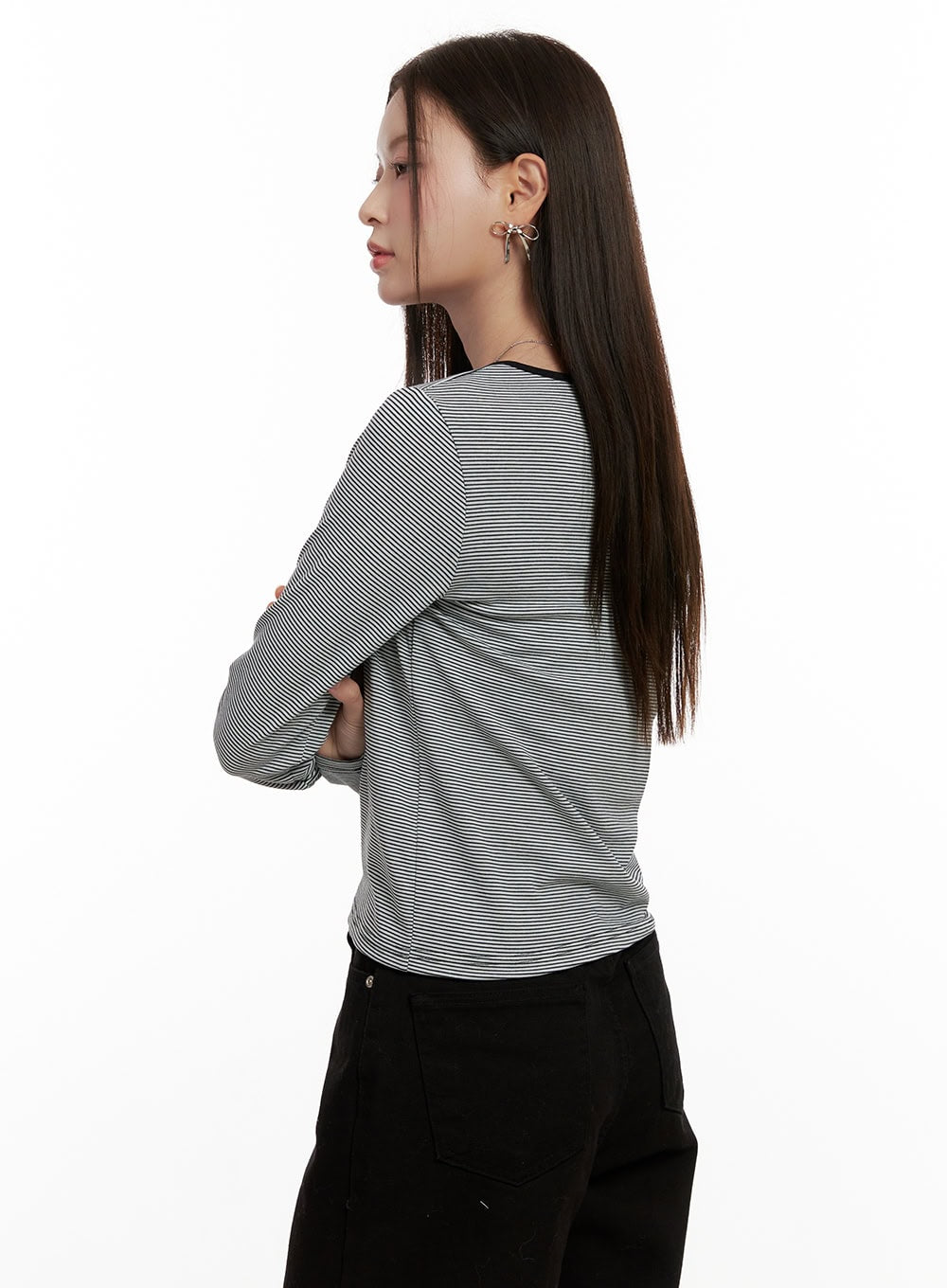 Ribbon Stripe Square Neck TopON422