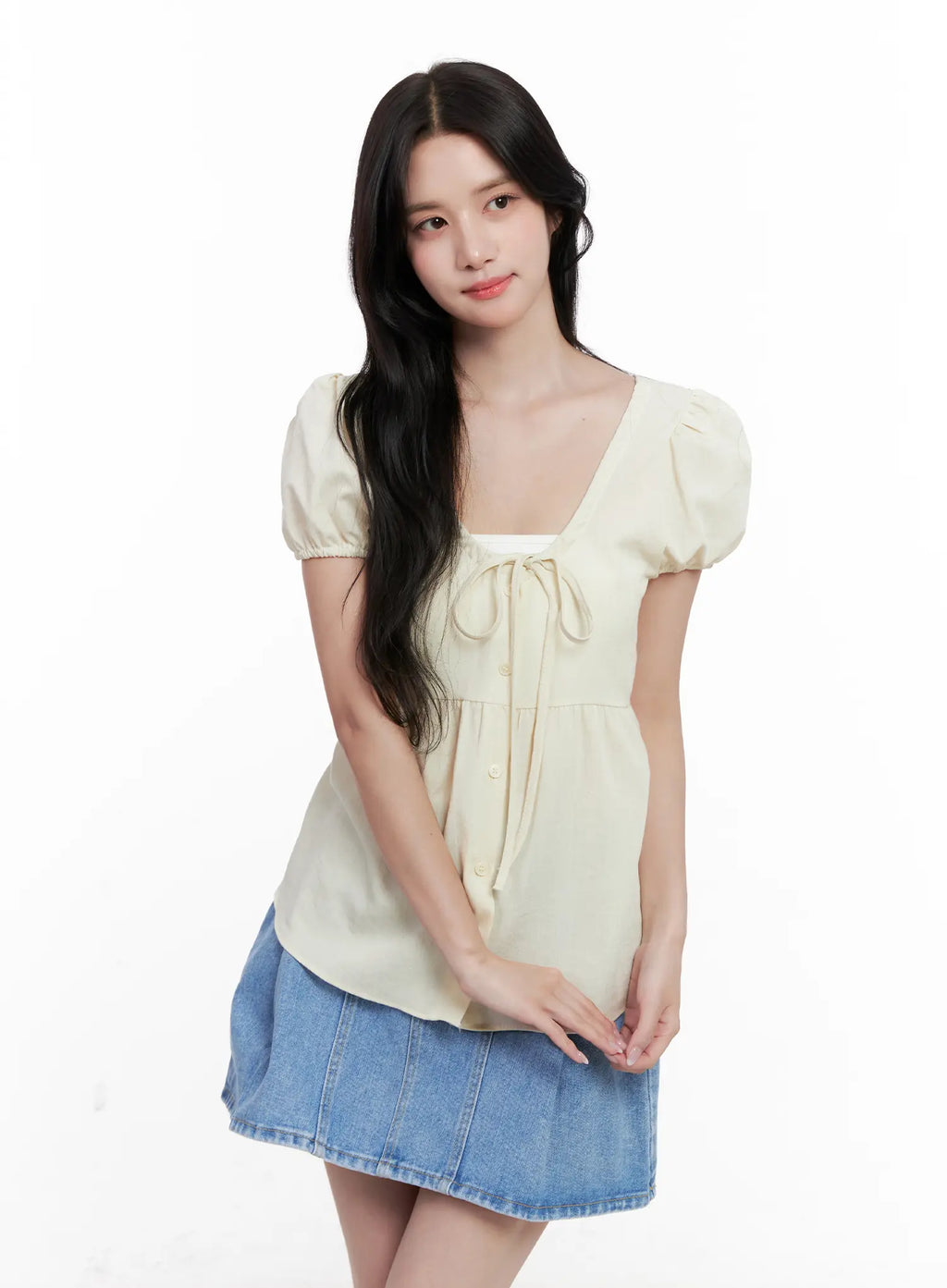 V-Neck Puff-Sleeve Summer Top CL516
