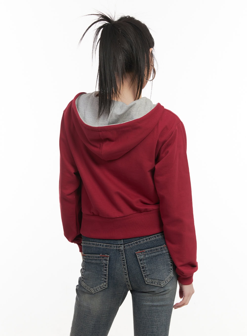 Patchwork Zip-Up Hooded Sweatshirt CF514