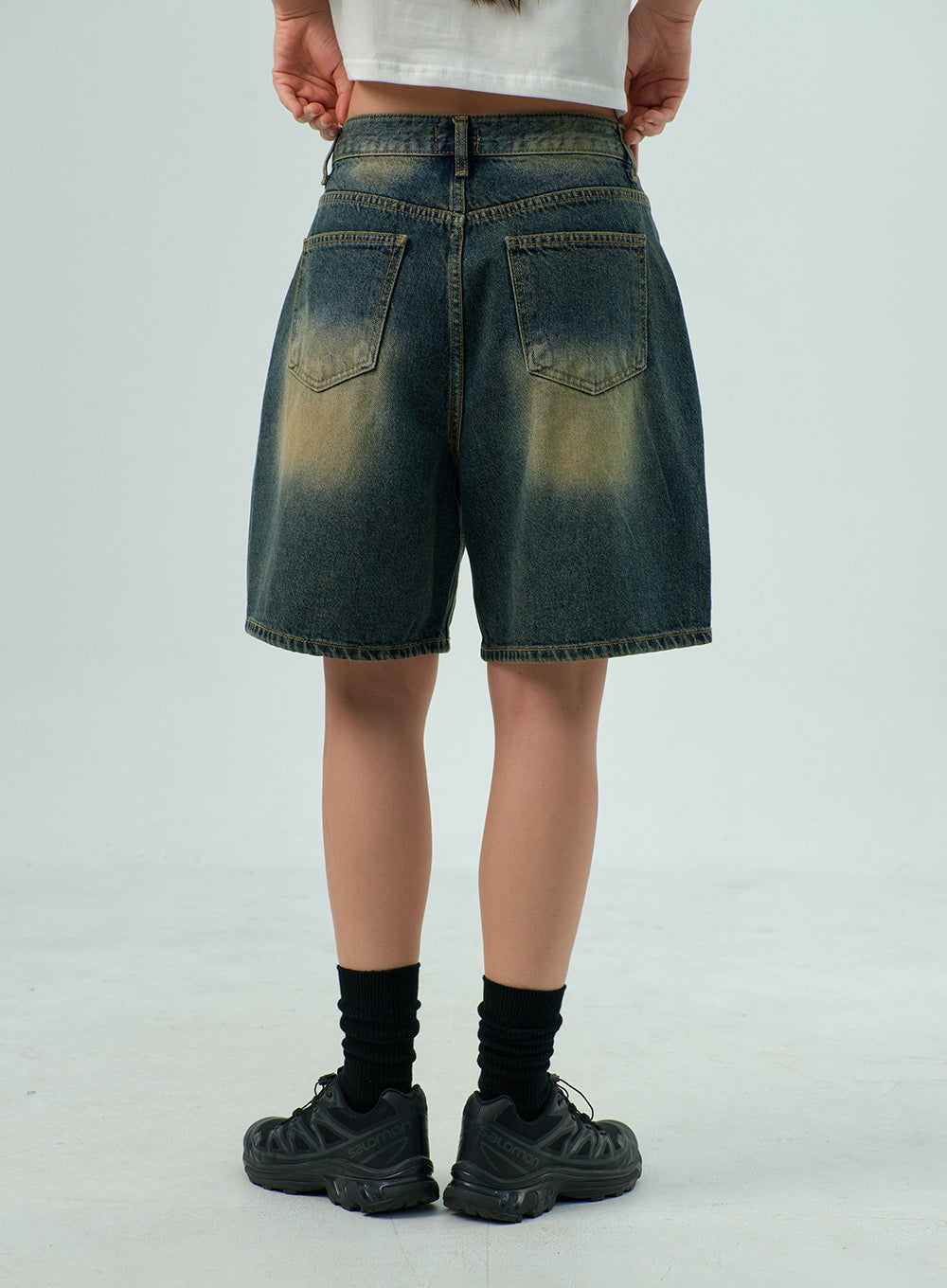 Wide Bermuda Denim Pants CY330