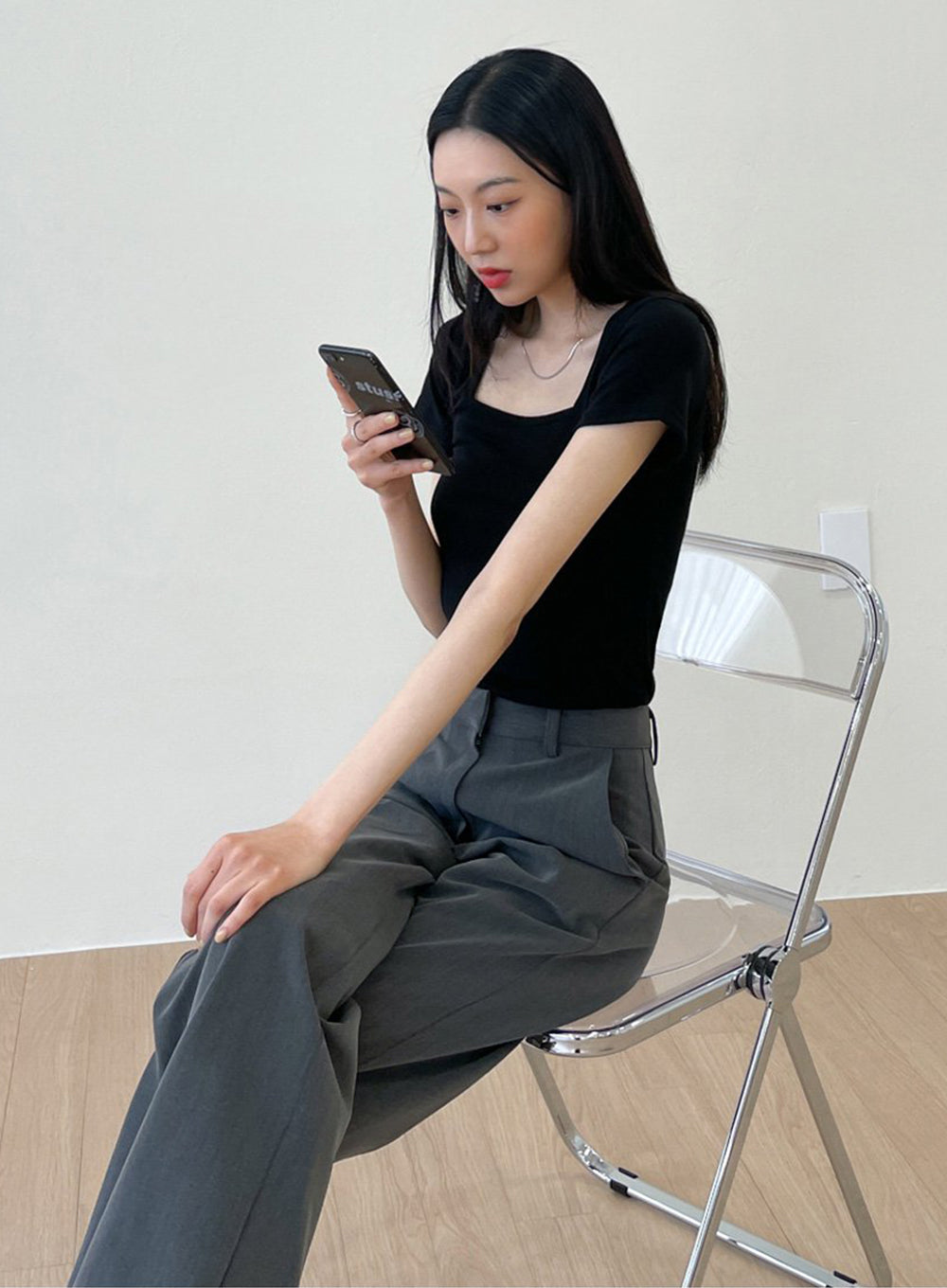 Square Neck Short Sleeve T Shirt F26