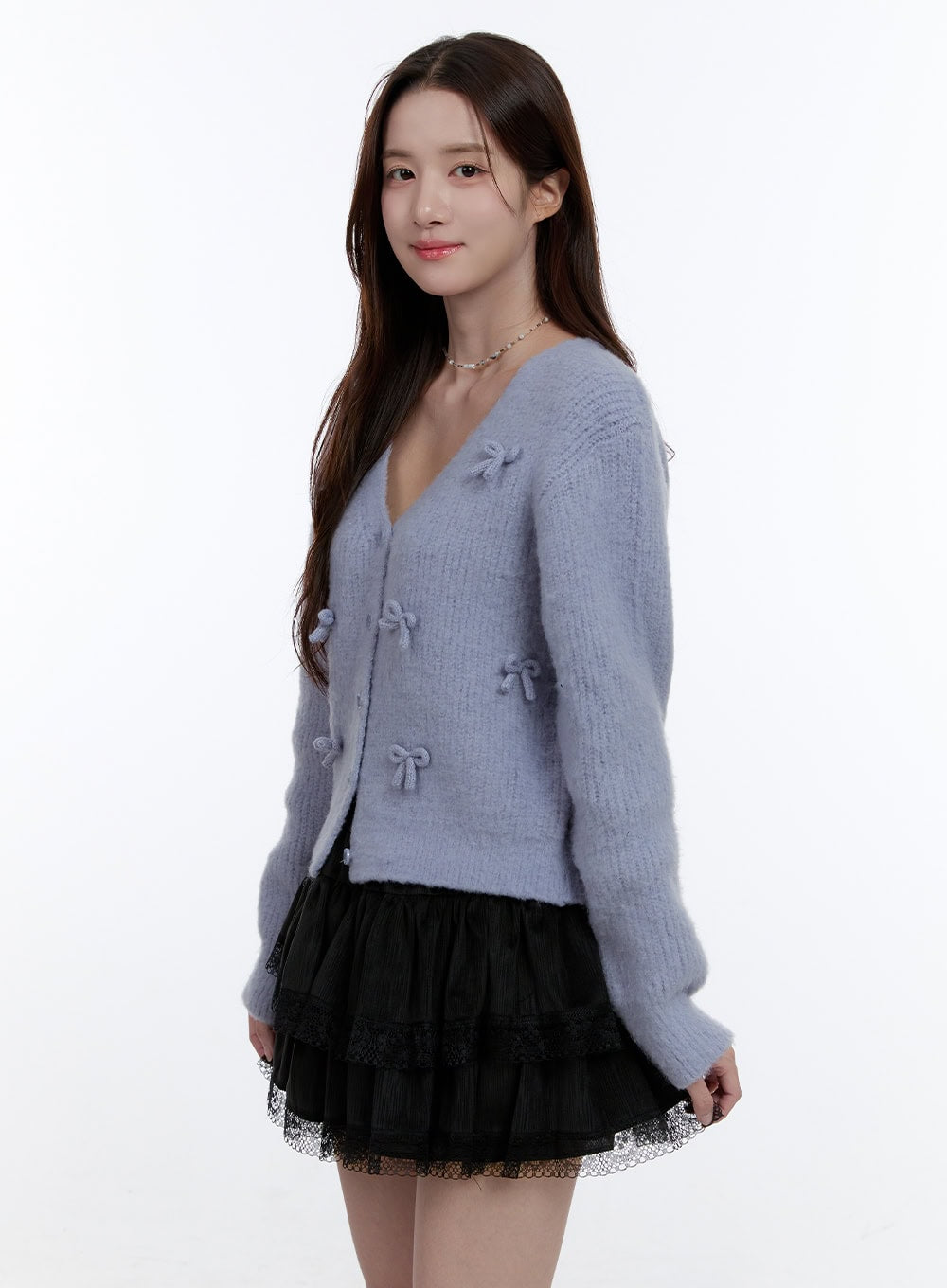 Ribboned V-Neck Cardigan OO407