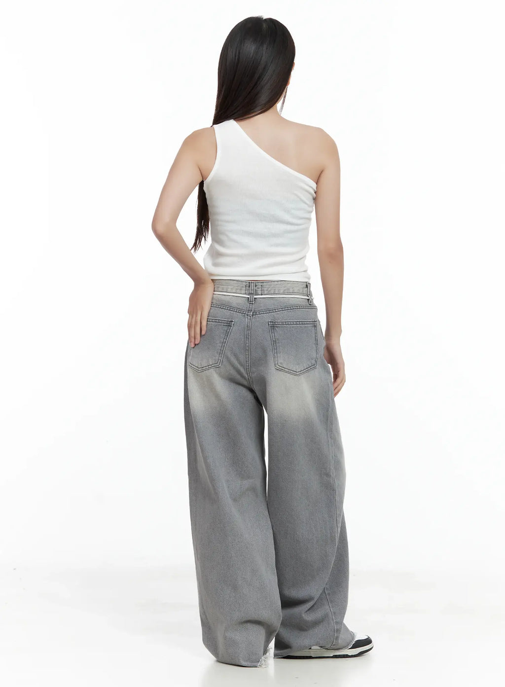 Asymmetric Graphic One-Shoulder Tank CL509