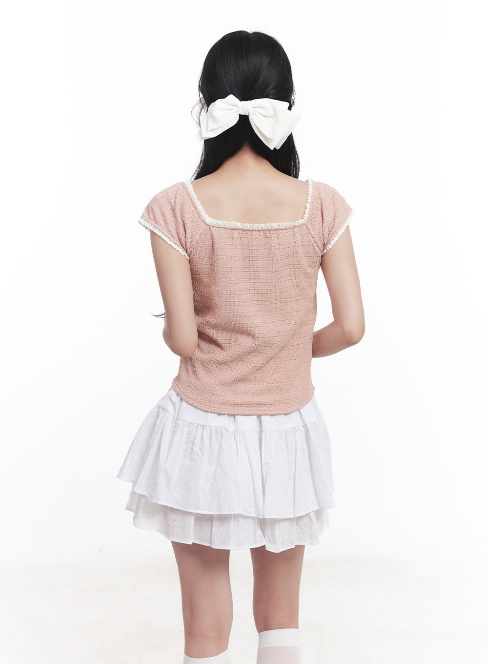 Ribbon Lace Square-Neck Crop Top CY523