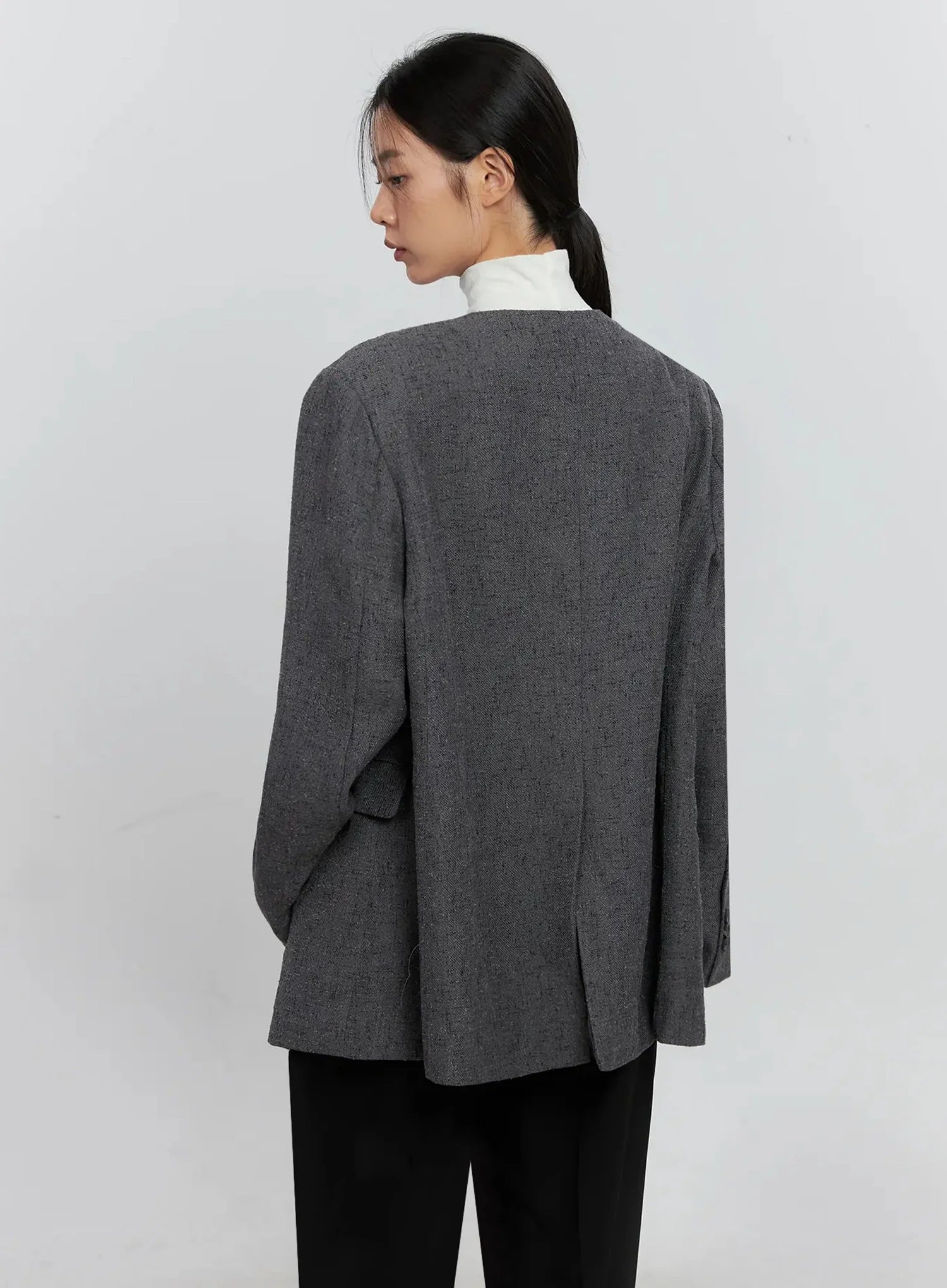 Oversized Collarless Blazer IS516