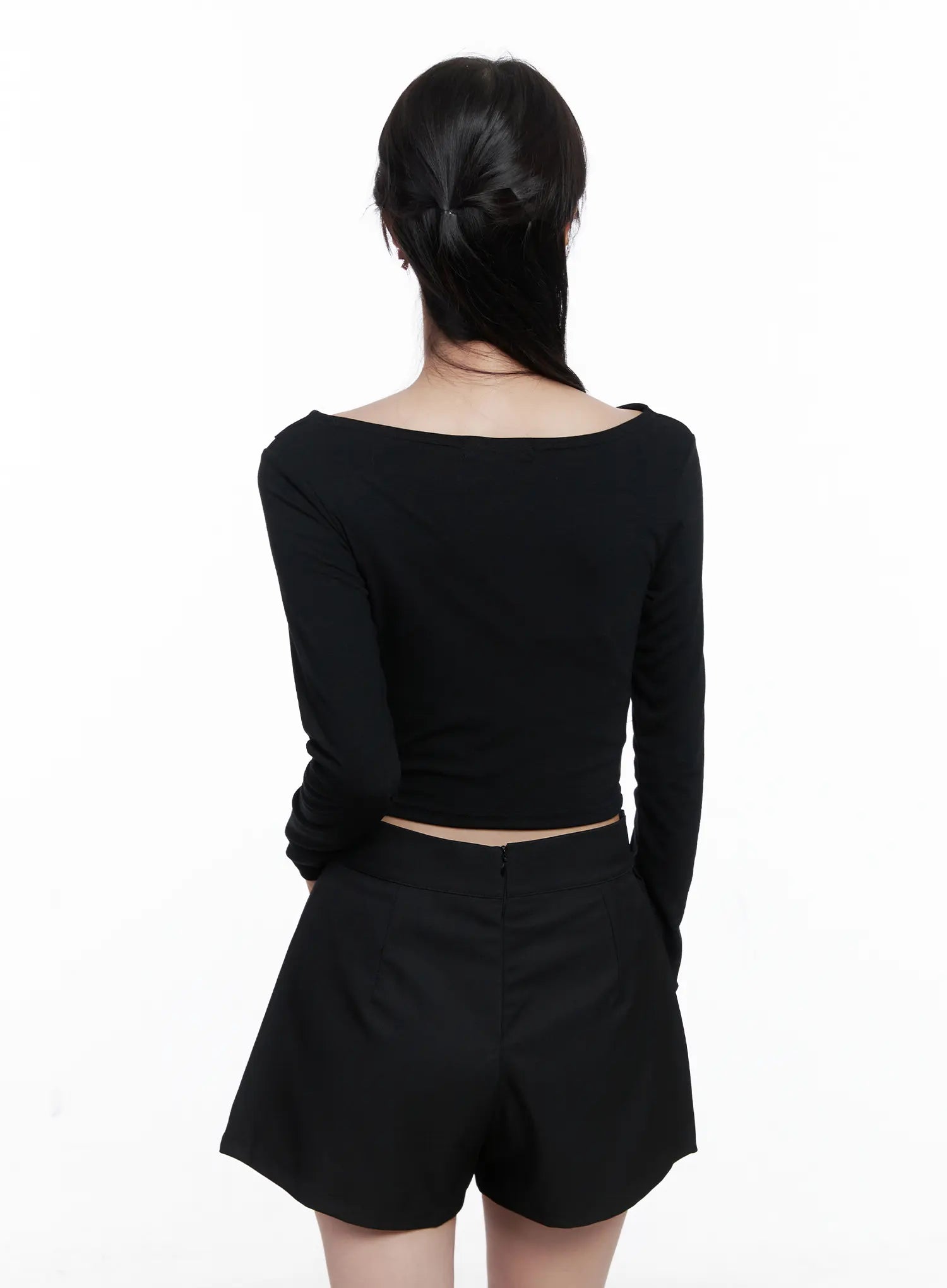 Asymmetrical Neck Long Sleeve Top CS523