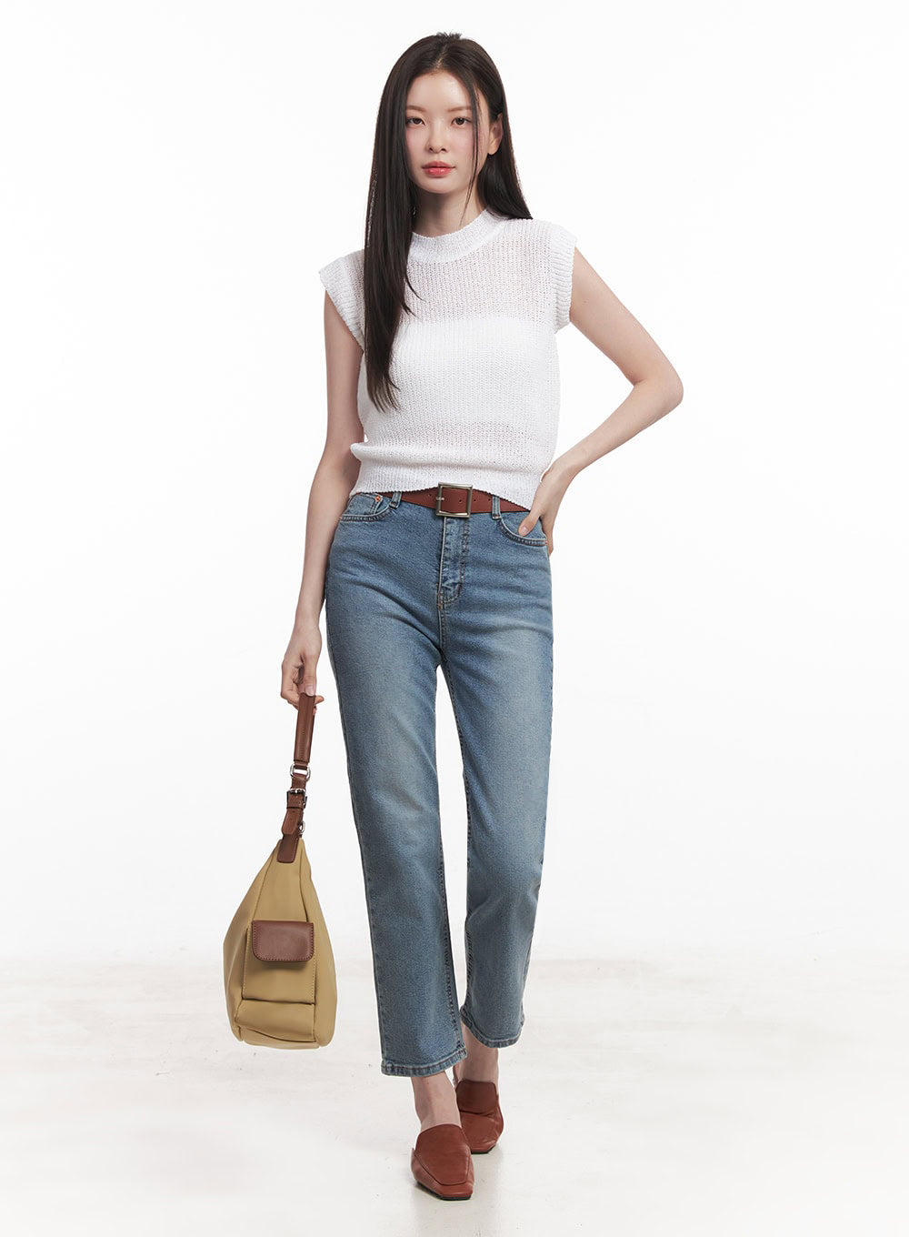 Sheer Mock-Neck Knit Top IY508