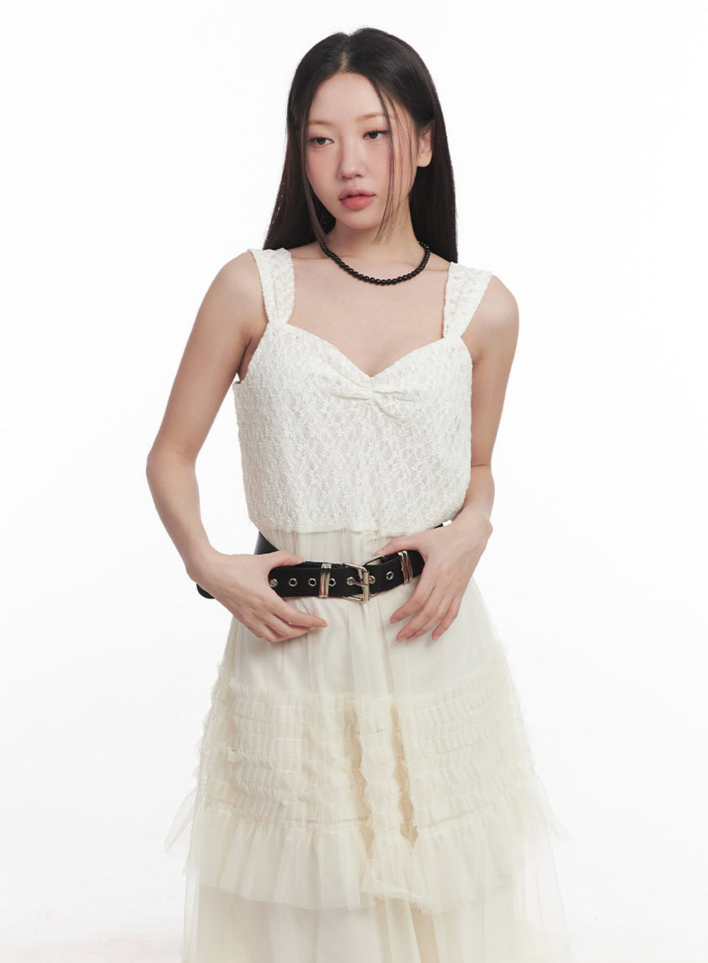 Sweetheart Ruffle Lace Maxi Dress IM528