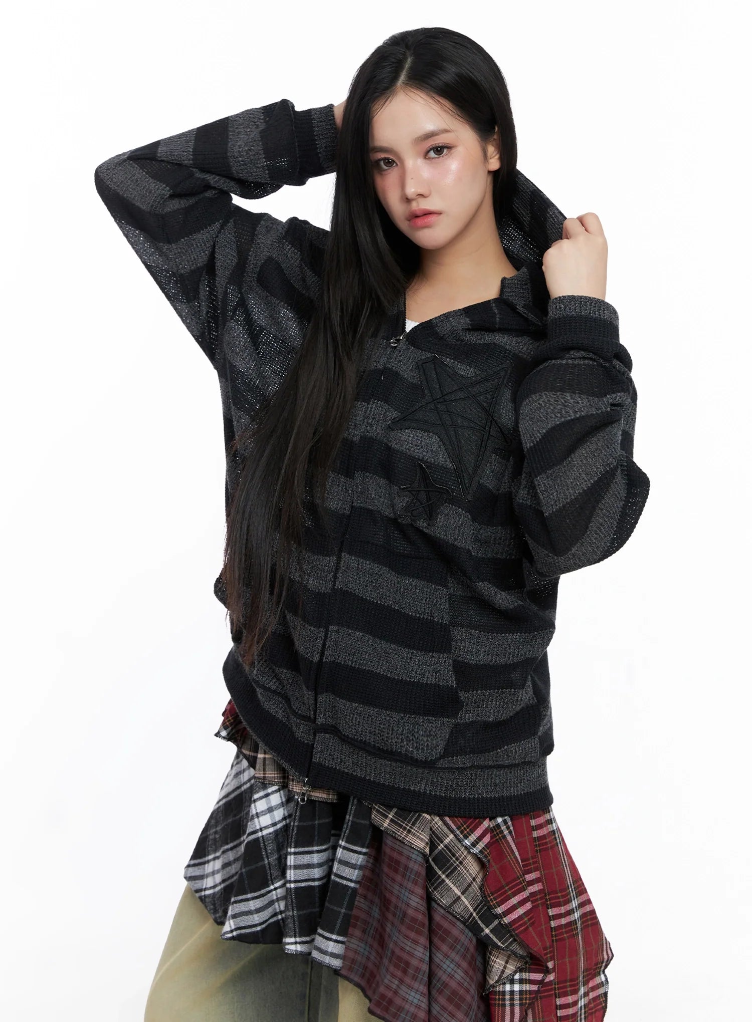 Star Patch Striped Zip-Up IS525