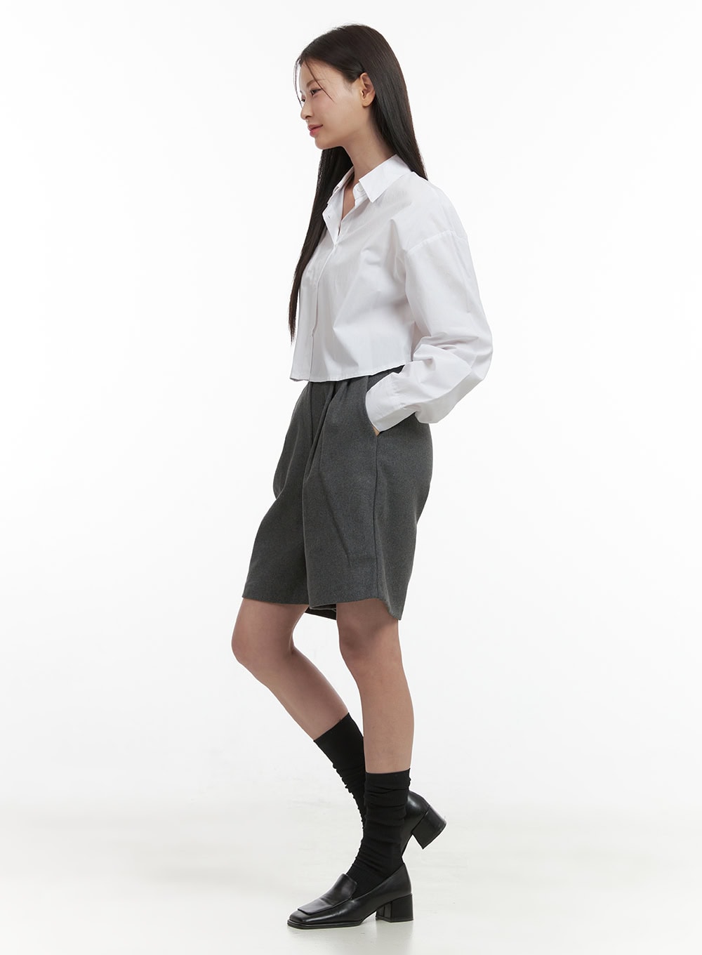 Pintuck Solid Midi Trousers OO416