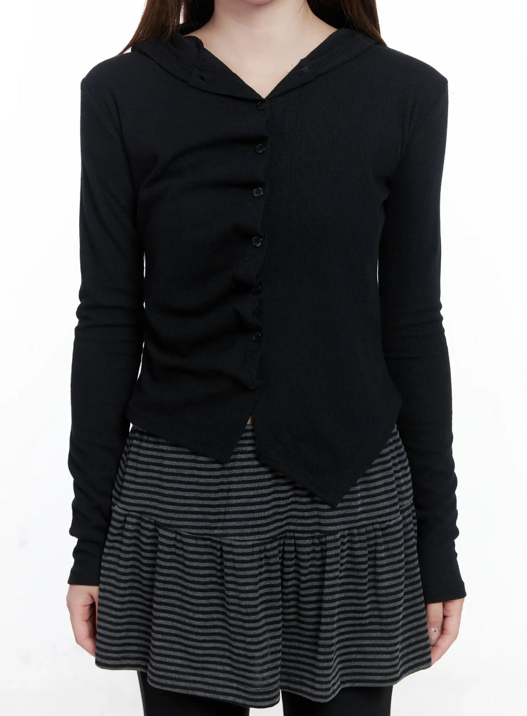 Twisted Button-Up Hooded Cardigan CS501