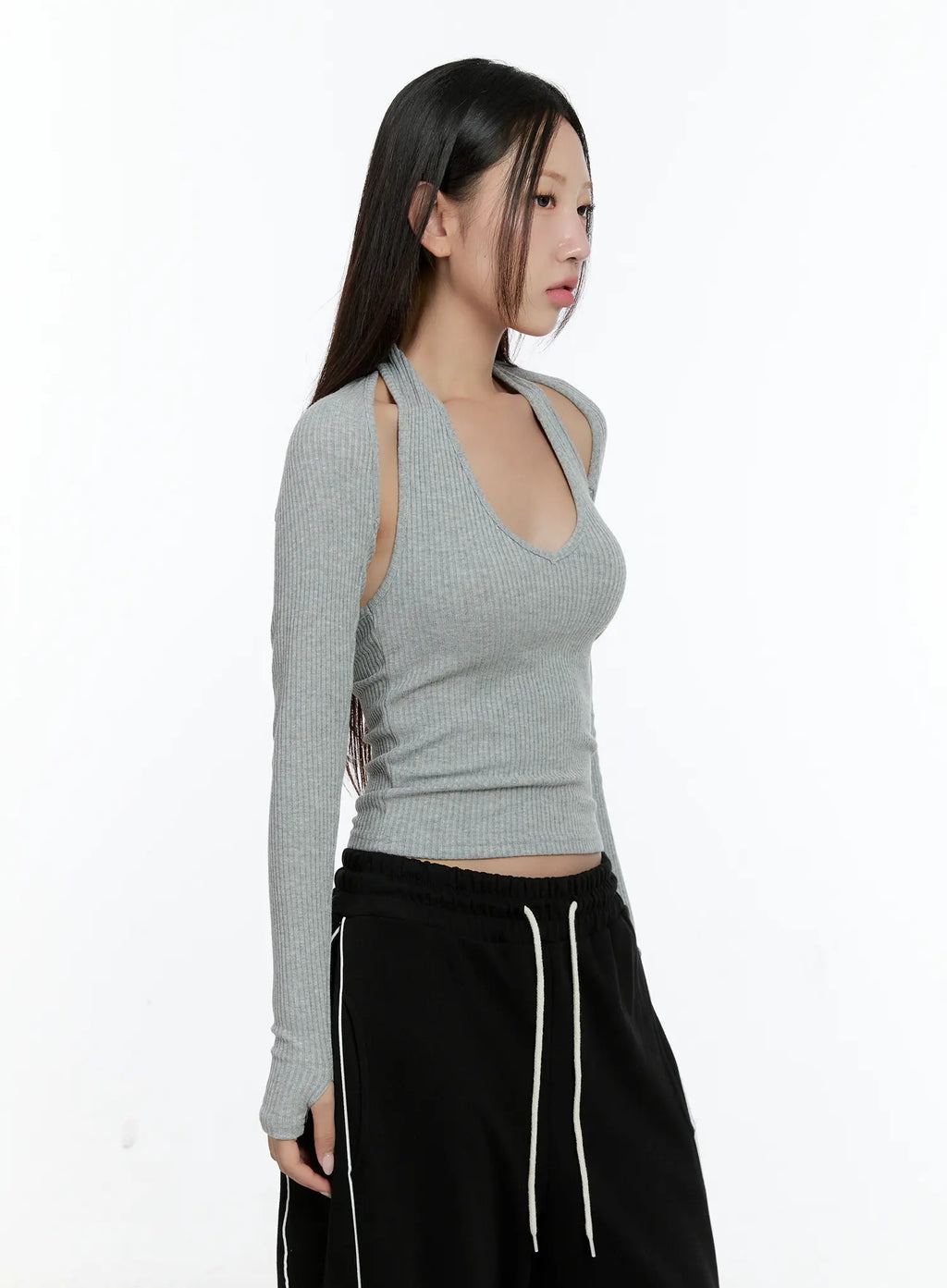 Ribbed Halter Top Bolero Set CS517