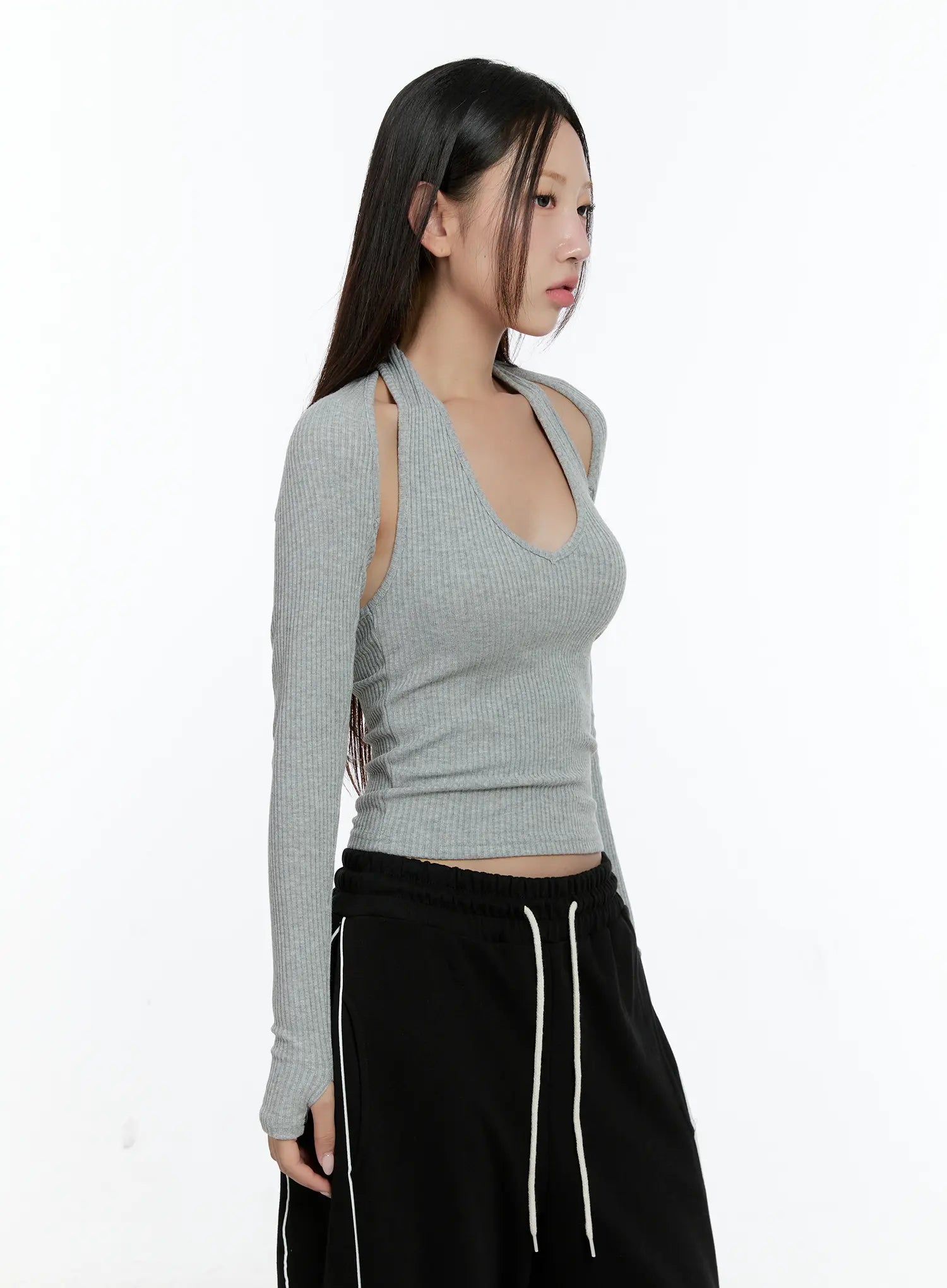 Ribbed Halter Top Bolero Set CS517