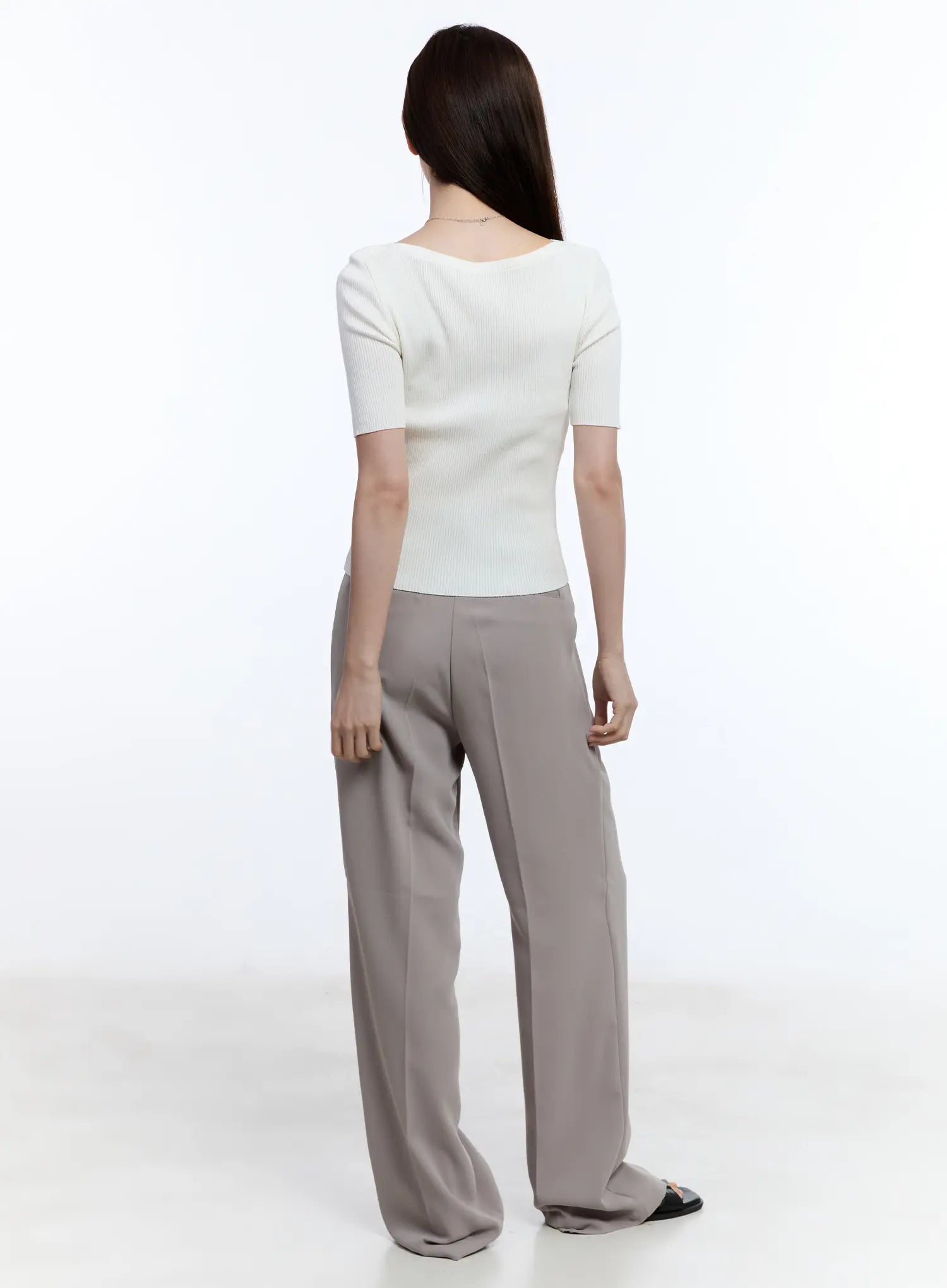 Elegant Pintuck Wide-Leg Pants CU513