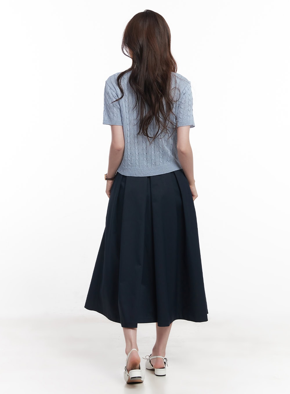 Cable-Knit Short-Sleeve Sweater CY515