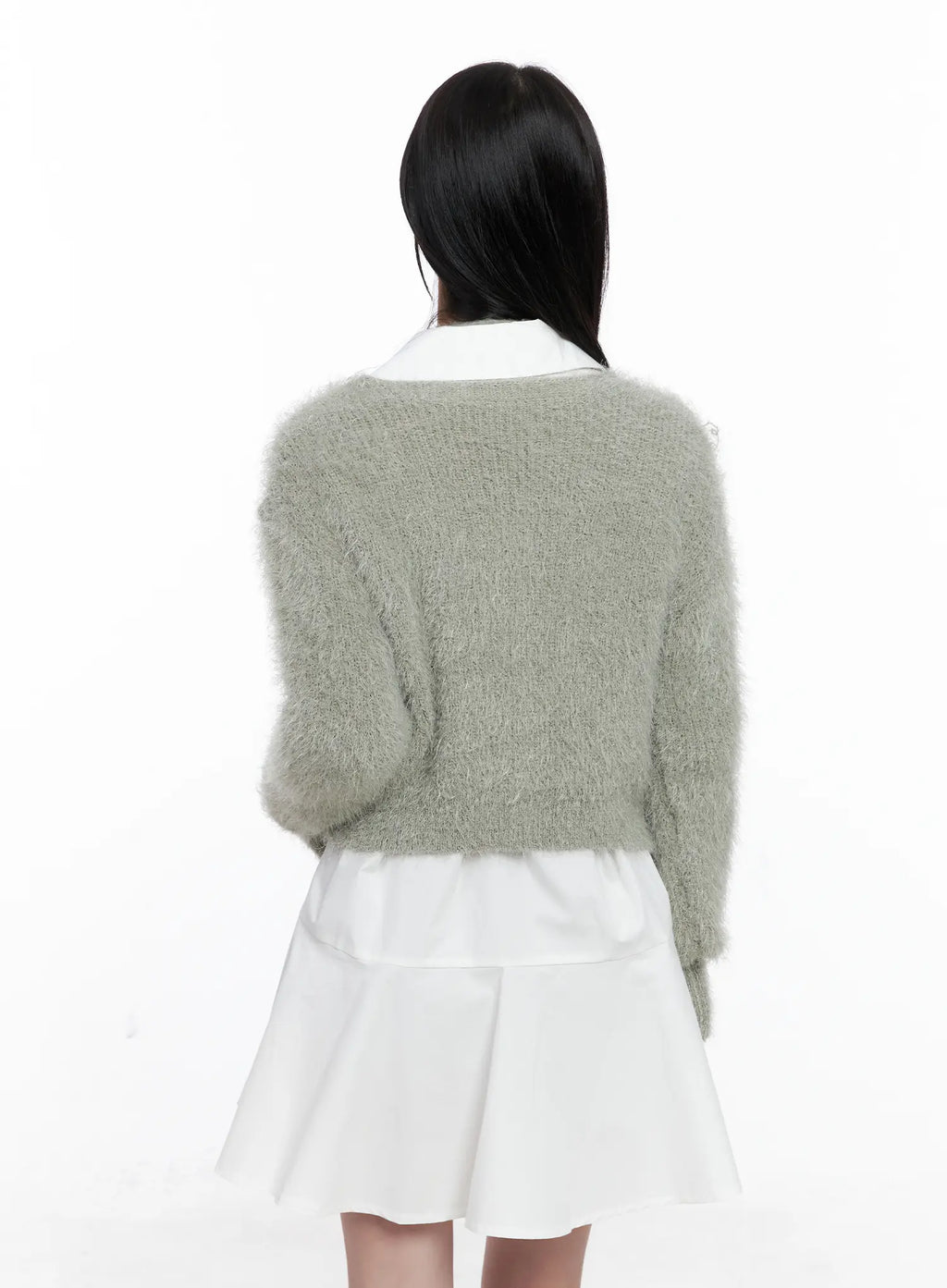 Fluffy Knit Cardigan & Scarf Set CS519