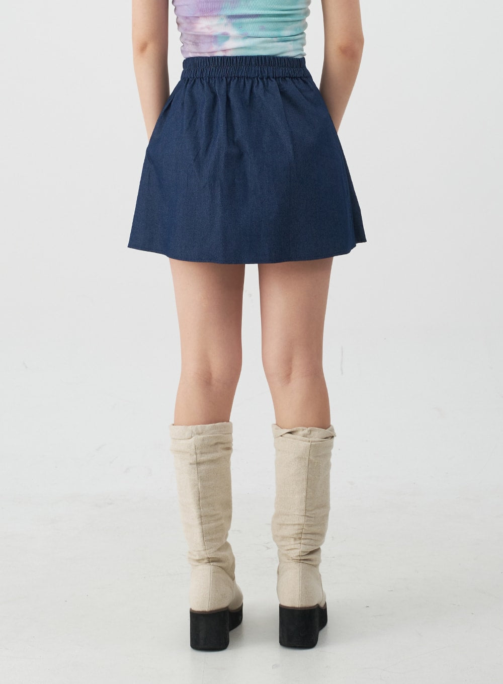 Pleated Denim Mini Skirt CJ08
