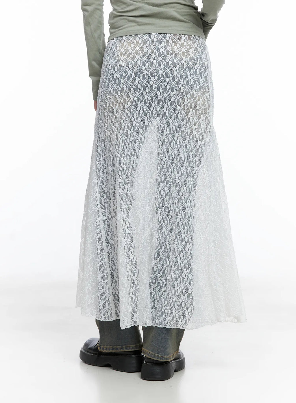 Lace Overlay Maxi Skirt CS502