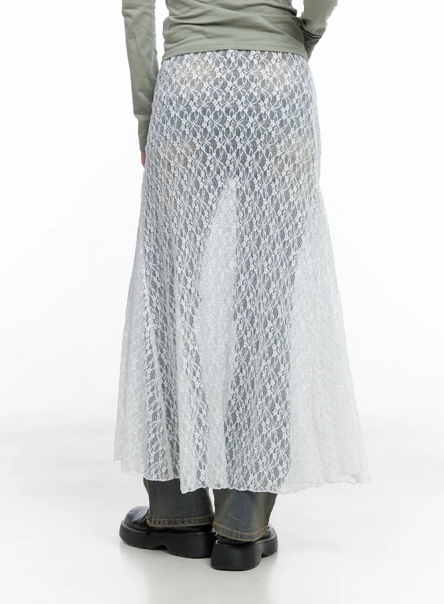 Lace Overlay Maxi Skirt CS502