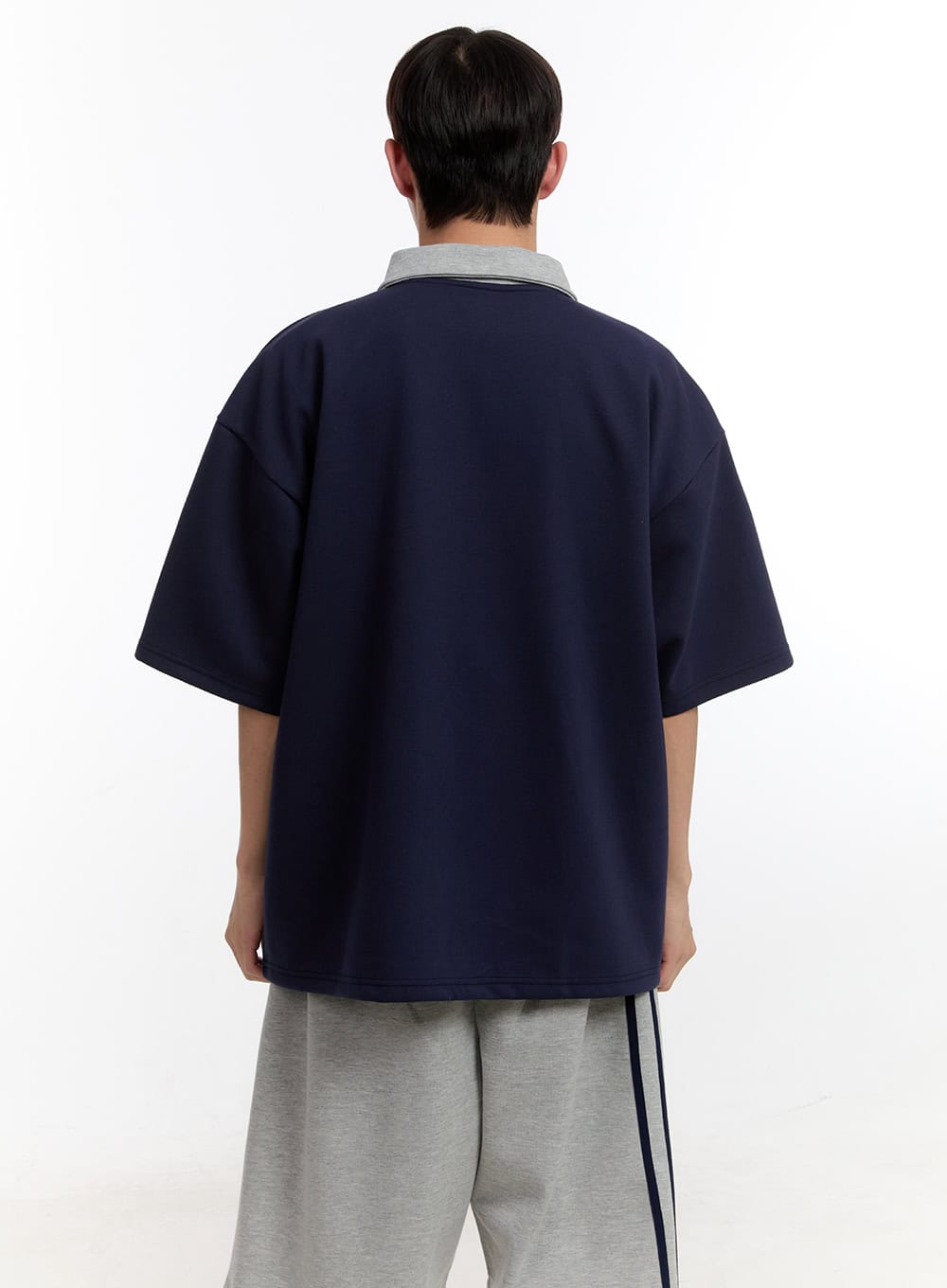 Men's Oversized Half-Zip Collared Sweatshirt IA504