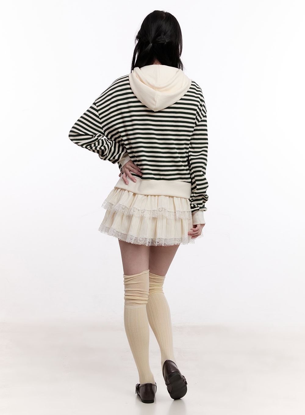 Stripe Zip-Up Hooded Knit Jacket CM527